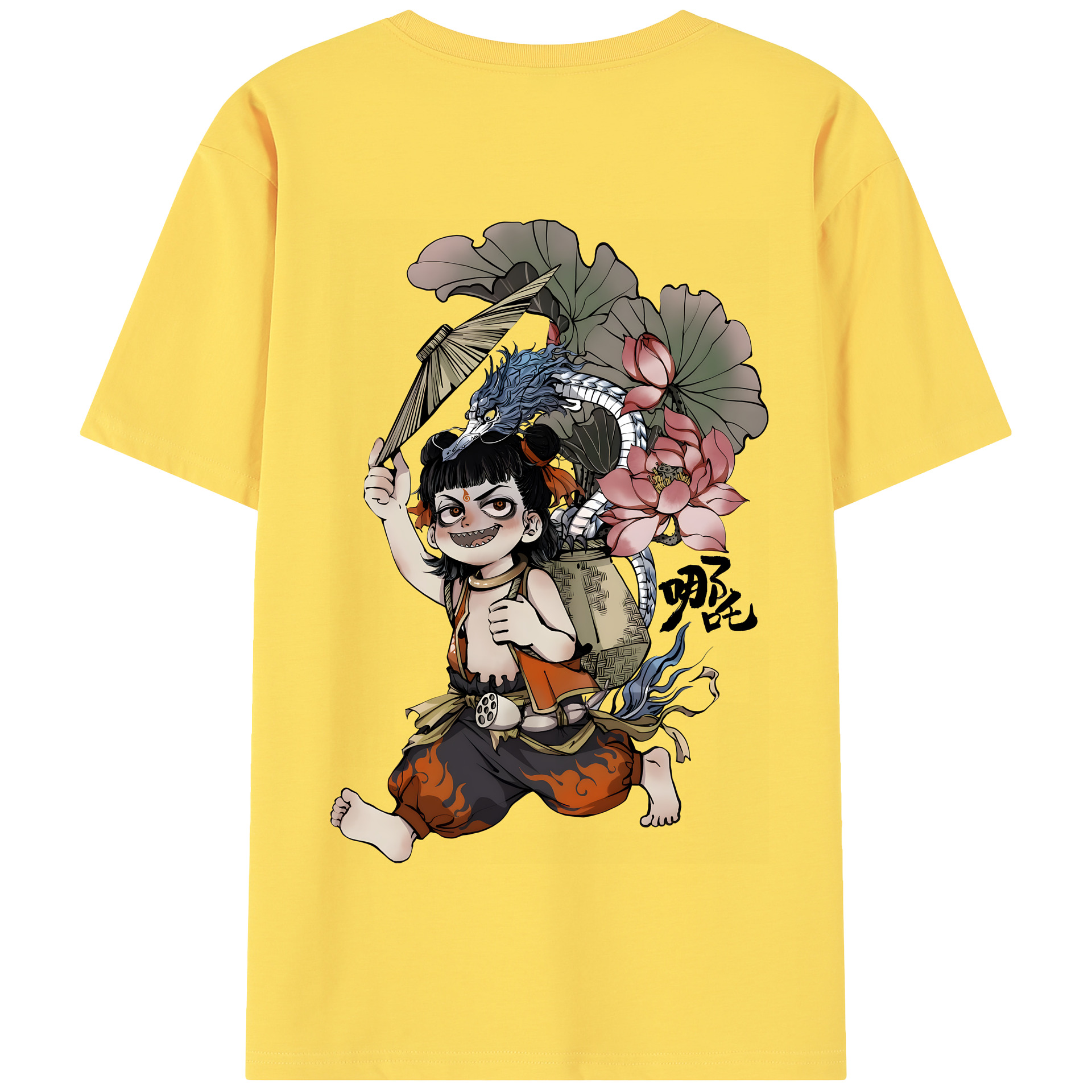 （画像用） Ne Zha 2 ナタ 魔童の大暴れ 綿100％半袖Tシャツ（背面プリント）