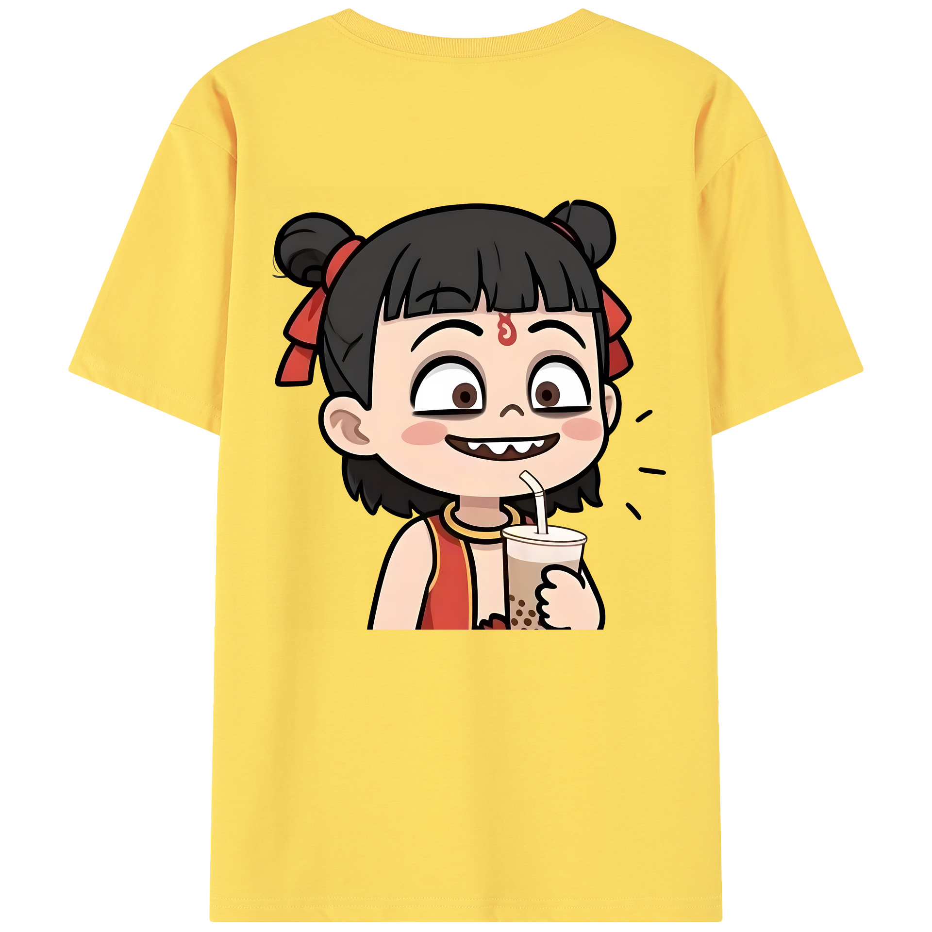 （画像用） Ne Zha 2 ナタ 魔童の大暴れ 綿100％半袖Tシャツ（背面プリント）
