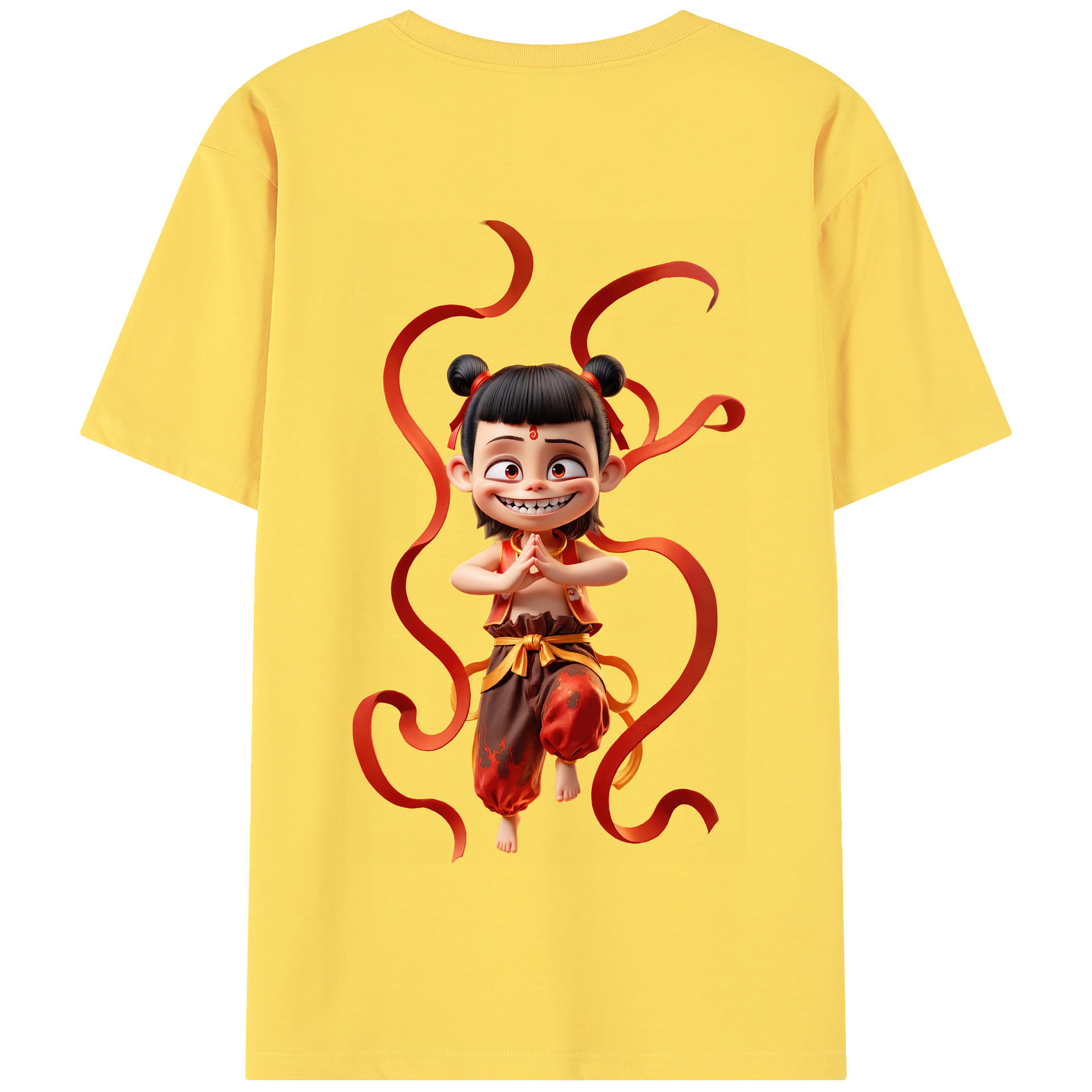 （画像用） Ne Zha 2 ナタ 魔童の大暴れ 綿100％半袖Tシャツ（背面プリント）