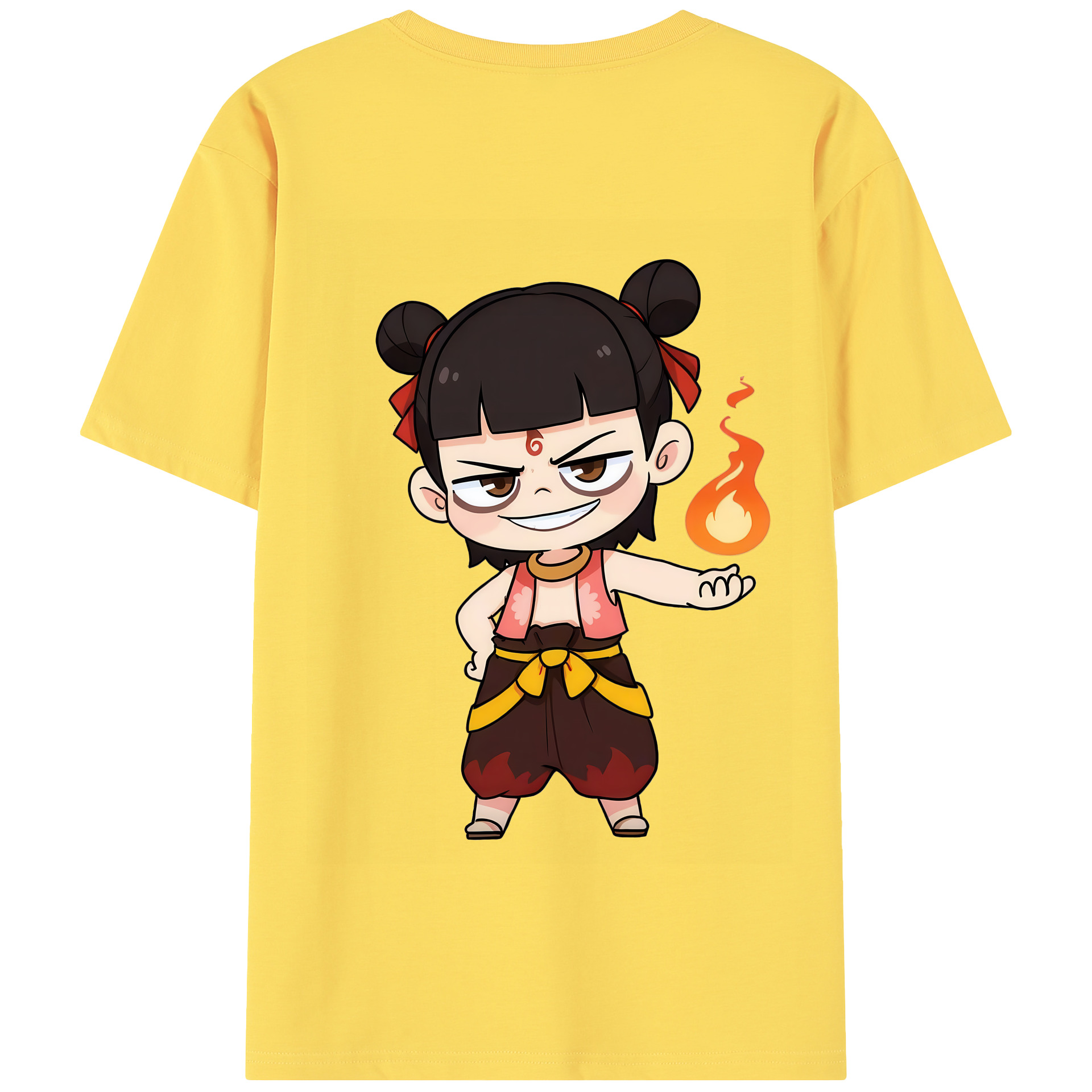 （画像用） Ne Zha 2 ナタ 魔童の大暴れ 綿100％半袖Tシャツ（背面プリント）