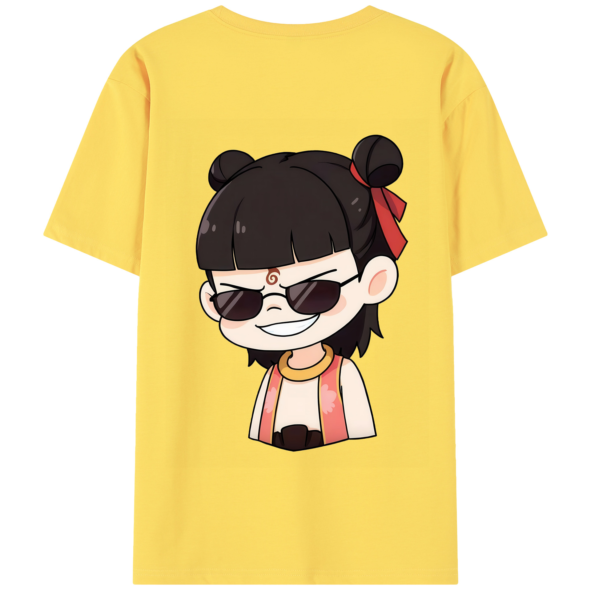 （画像用） Ne Zha 2 ナタ 魔童の大暴れ 綿100％半袖Tシャツ（背面プリント）