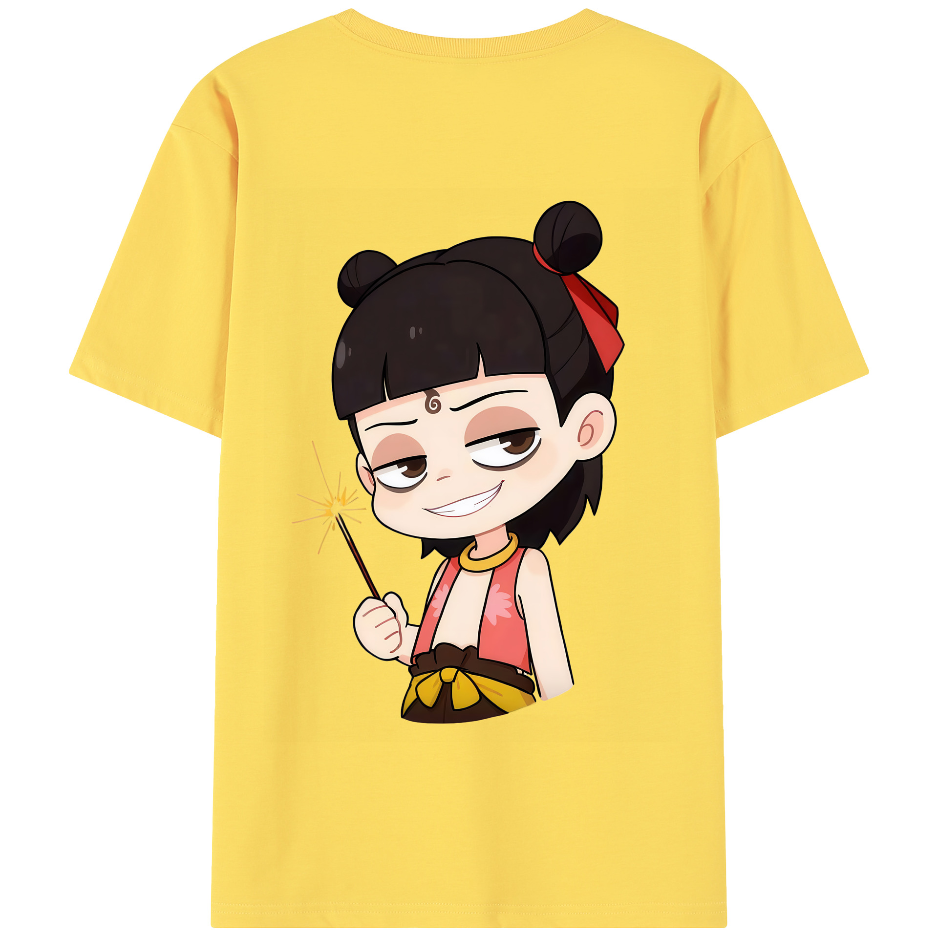 （画像用） Ne Zha 2 ナタ 魔童の大暴れ 綿100％半袖Tシャツ（背面プリント）