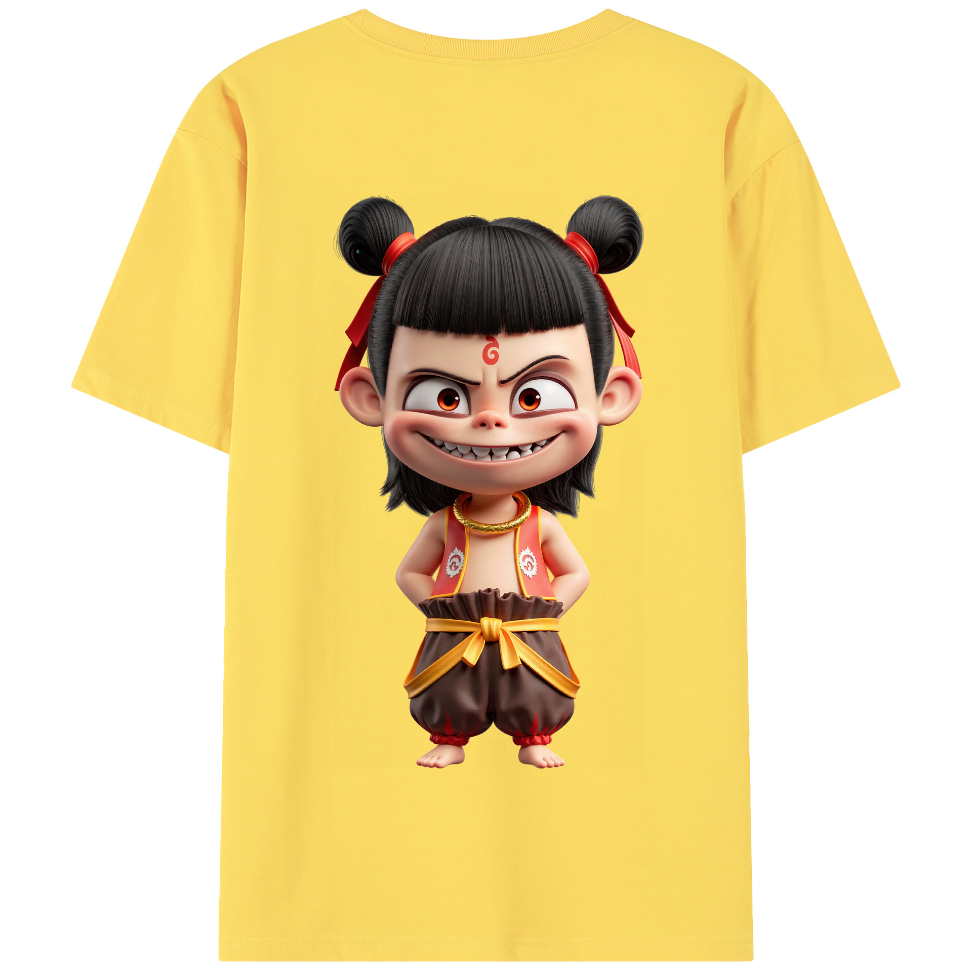 （画像用） Ne Zha 2 ナタ 魔童の大暴れ 綿100％半袖Tシャツ（背面プリント）