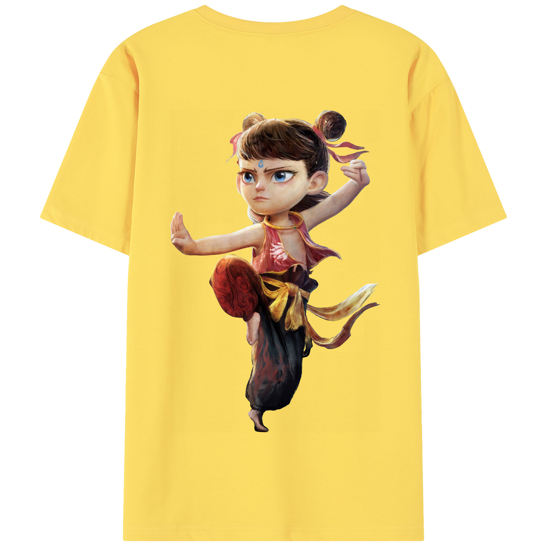 （画像用） Ne Zha 2 ナタ 魔童の大暴れ 綿100％半袖Tシャツ（背面プリント）