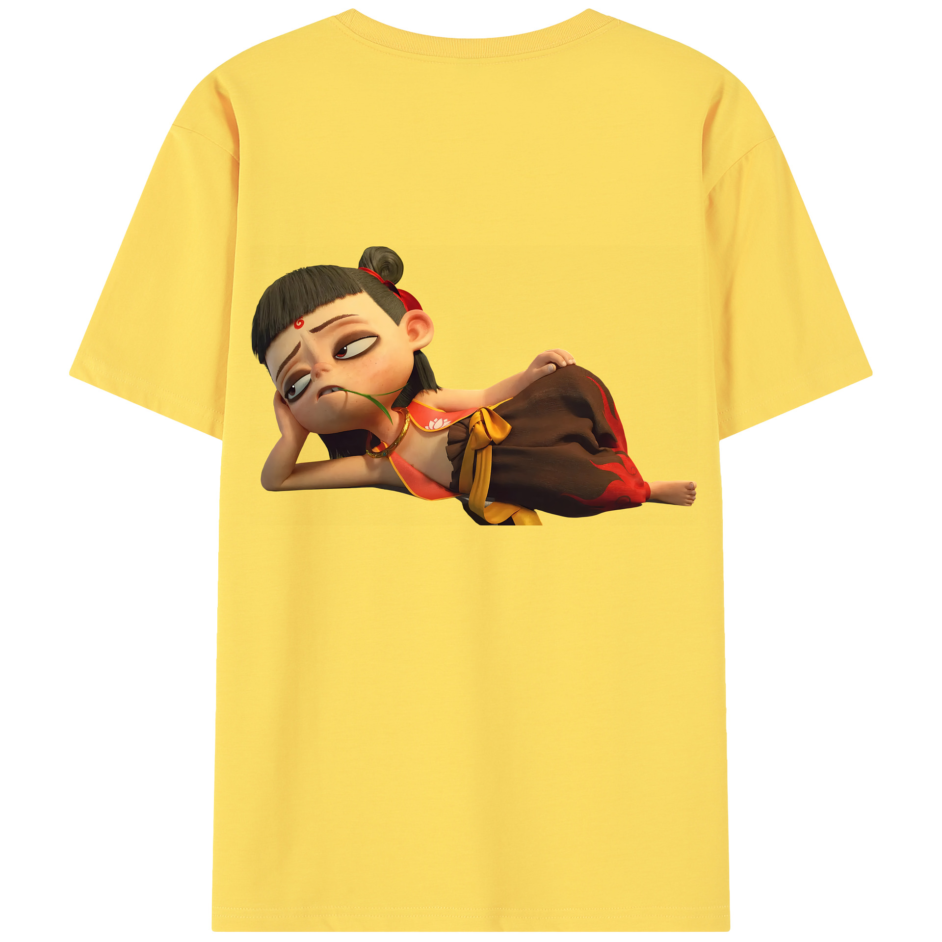 （画像用） Ne Zha 2 ナタ 魔童の大暴れ 綿100％半袖Tシャツ（背面プリント）