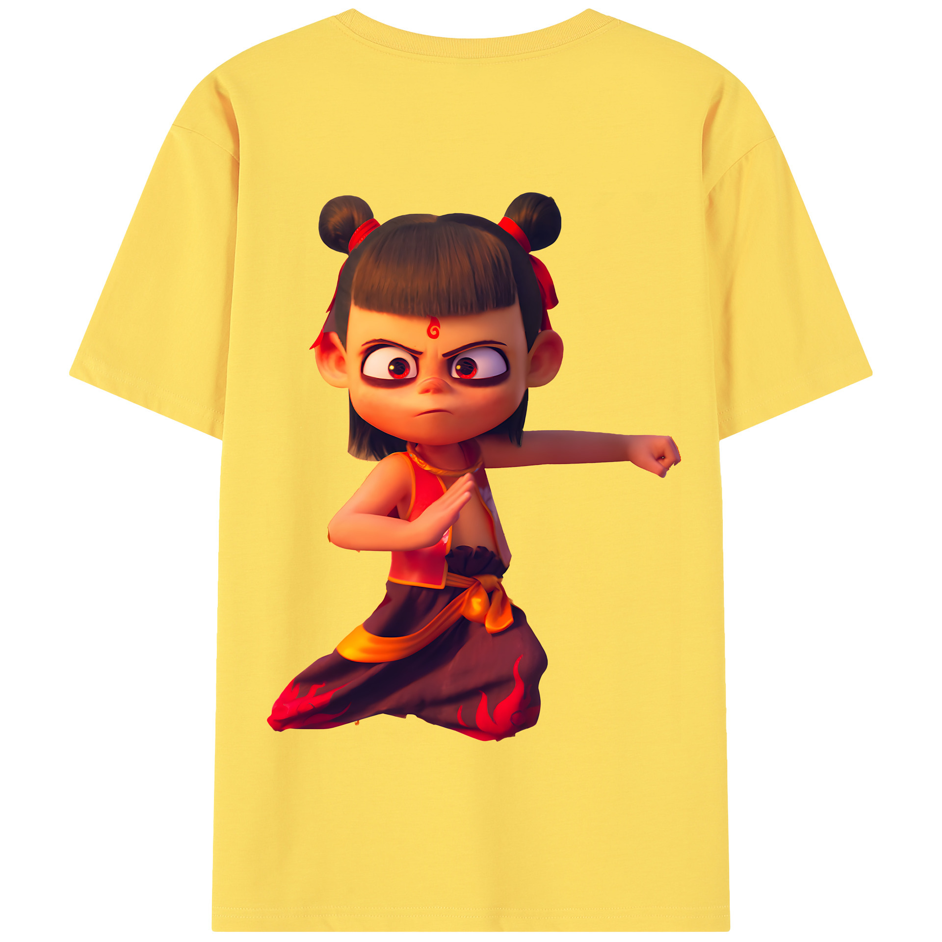 （画像用） Ne Zha 2 ナタ 魔童の大暴れ 綿100％半袖Tシャツ（背面プリント）