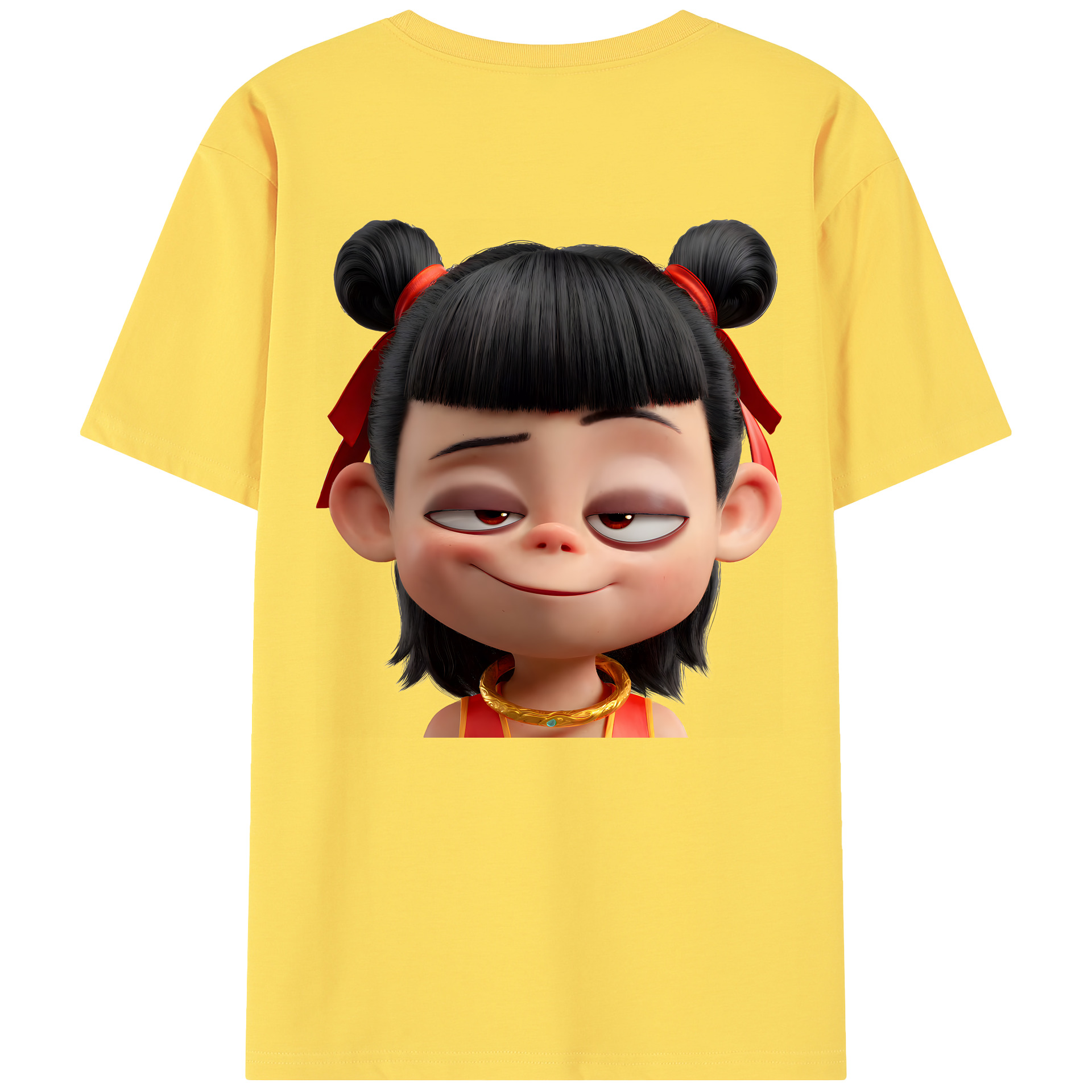 （画像用） Ne Zha 2 ナタ 魔童の大暴れ 綿100％半袖Tシャツ（背面プリント）