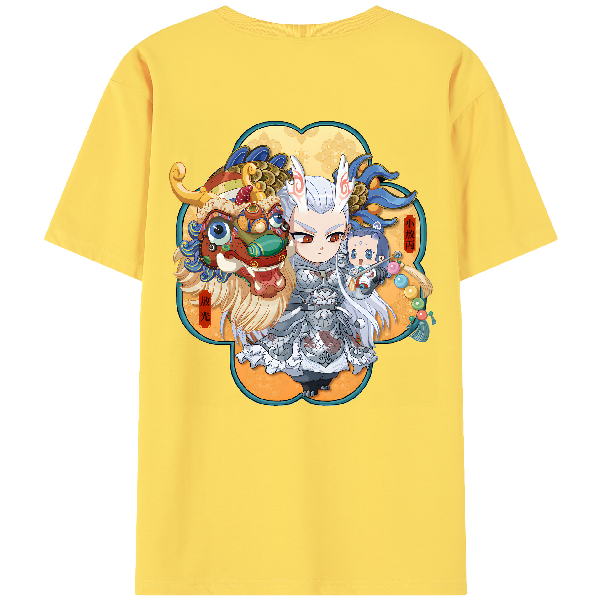 （画像用） Ne Zha 2 ナタ 魔童の大暴れ 綿100％半袖Tシャツ（背面プリント）