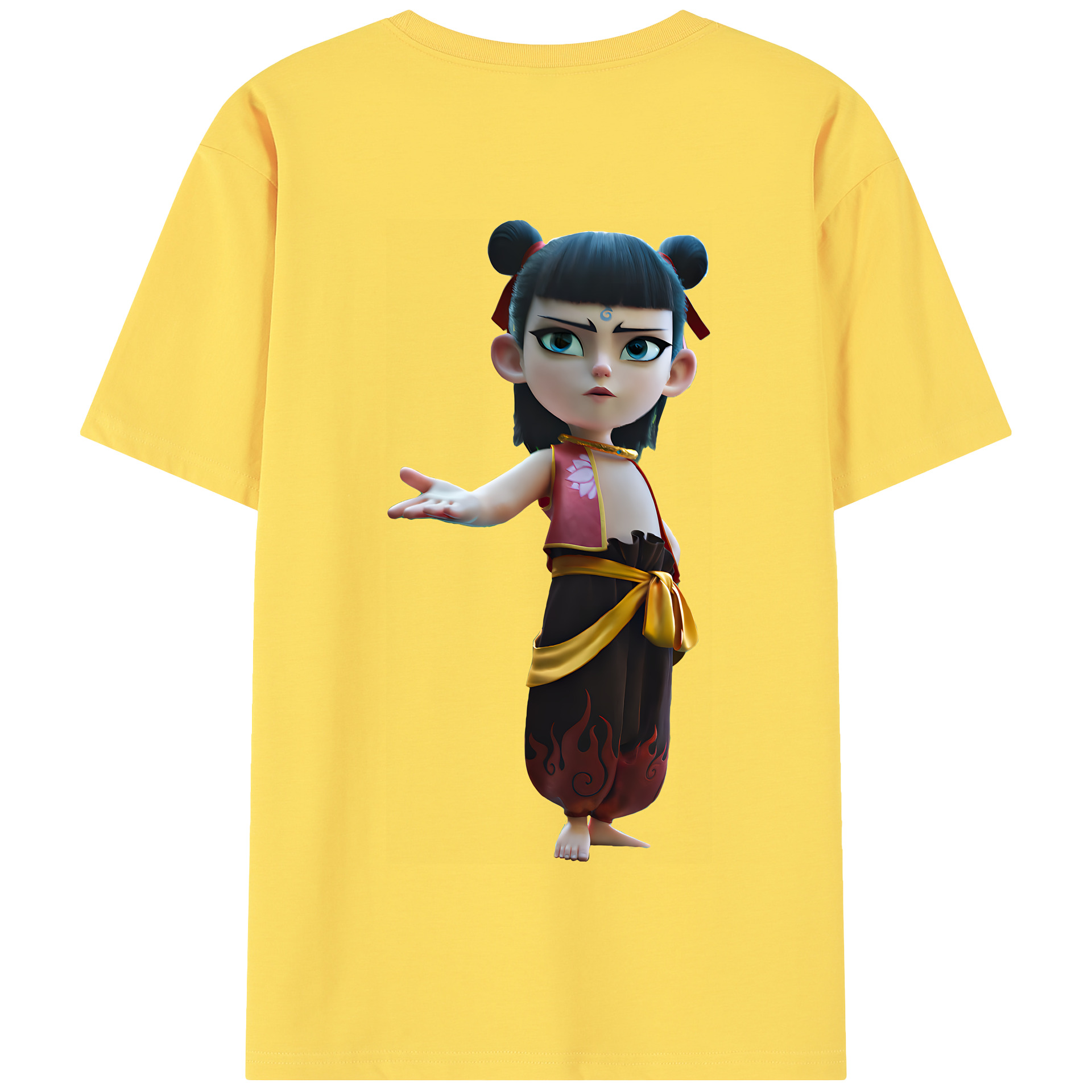 （画像用） Ne Zha 2 ナタ 魔童の大暴れ 綿100％半袖Tシャツ（背面プリント）