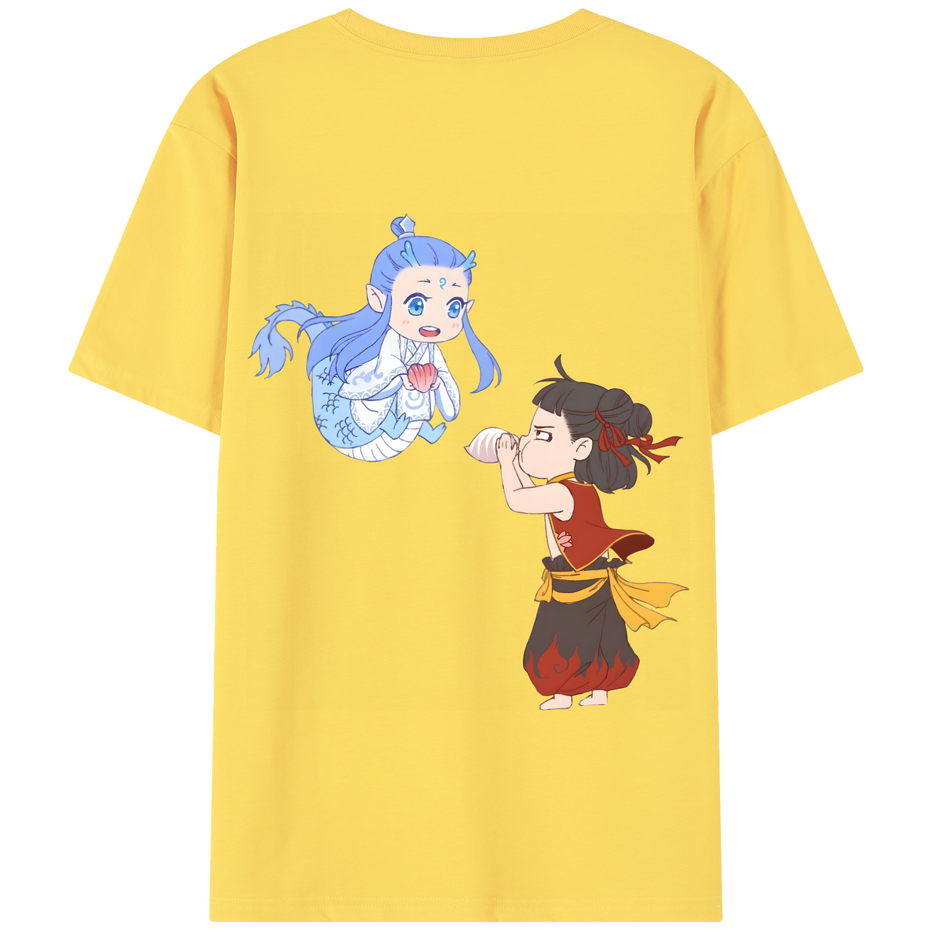 （画像用） Ne Zha 2 ナタ 魔童の大暴れ 綿100％半袖Tシャツ（背面プリント）