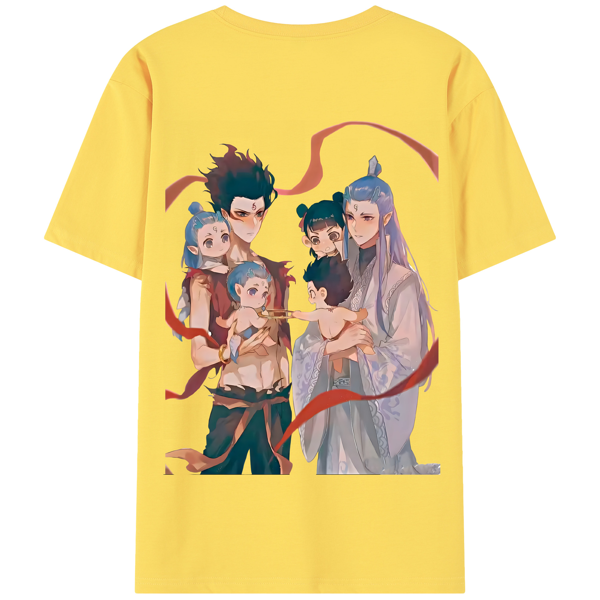 （画像用） Ne Zha 2 ナタ 魔童の大暴れ 綿100％半袖Tシャツ（背面プリント）