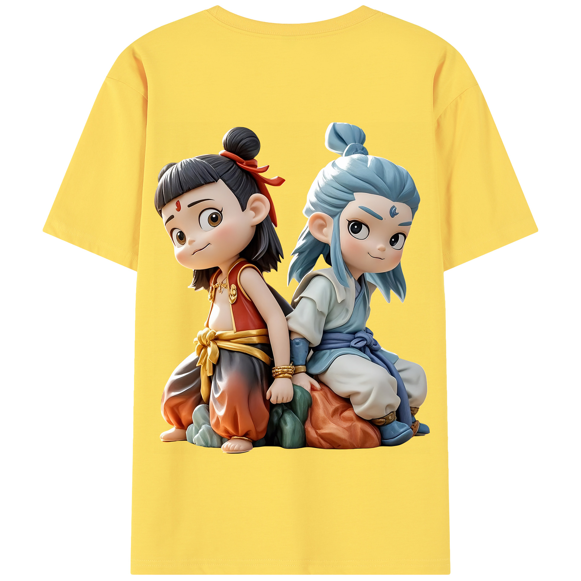 （画像用） Ne Zha 2 ナタ 魔童の大暴れ 綿100％半袖Tシャツ（背面プリント）