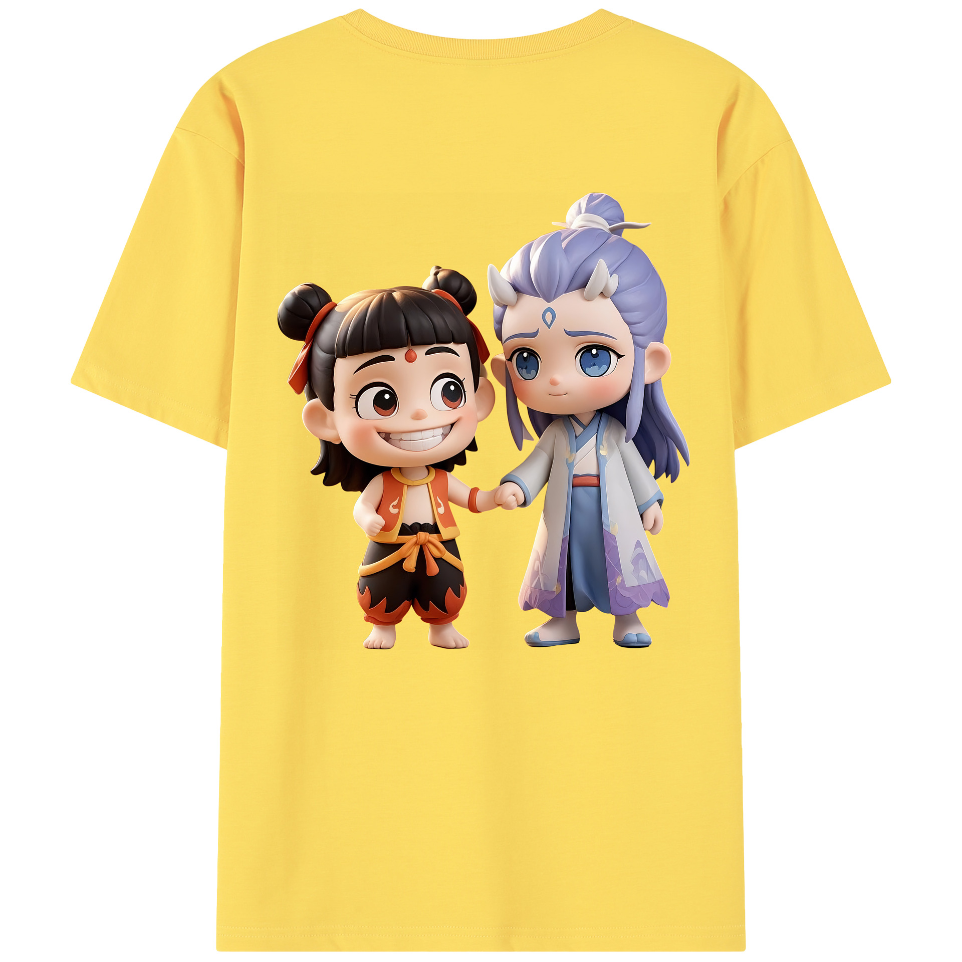 （画像用） Ne Zha 2 ナタ 魔童の大暴れ 綿100％半袖Tシャツ（背面プリント）