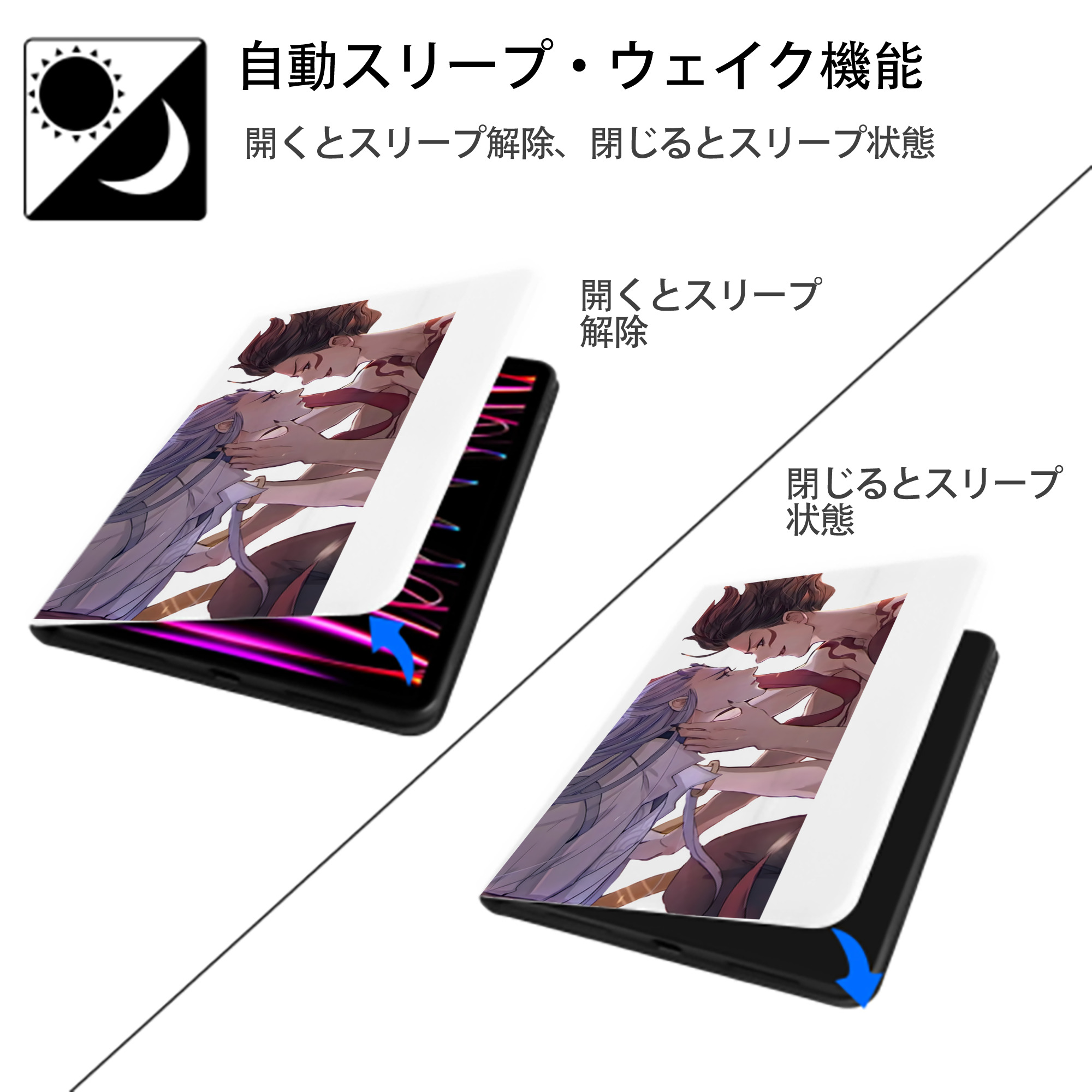 Ne Zha 2 ナタ 魔童の大暴れ IPad ケース ペン収納付き 三つ折りスタンド PUレザー×シリコン 対応機種9.5/10.5/10.9インチ