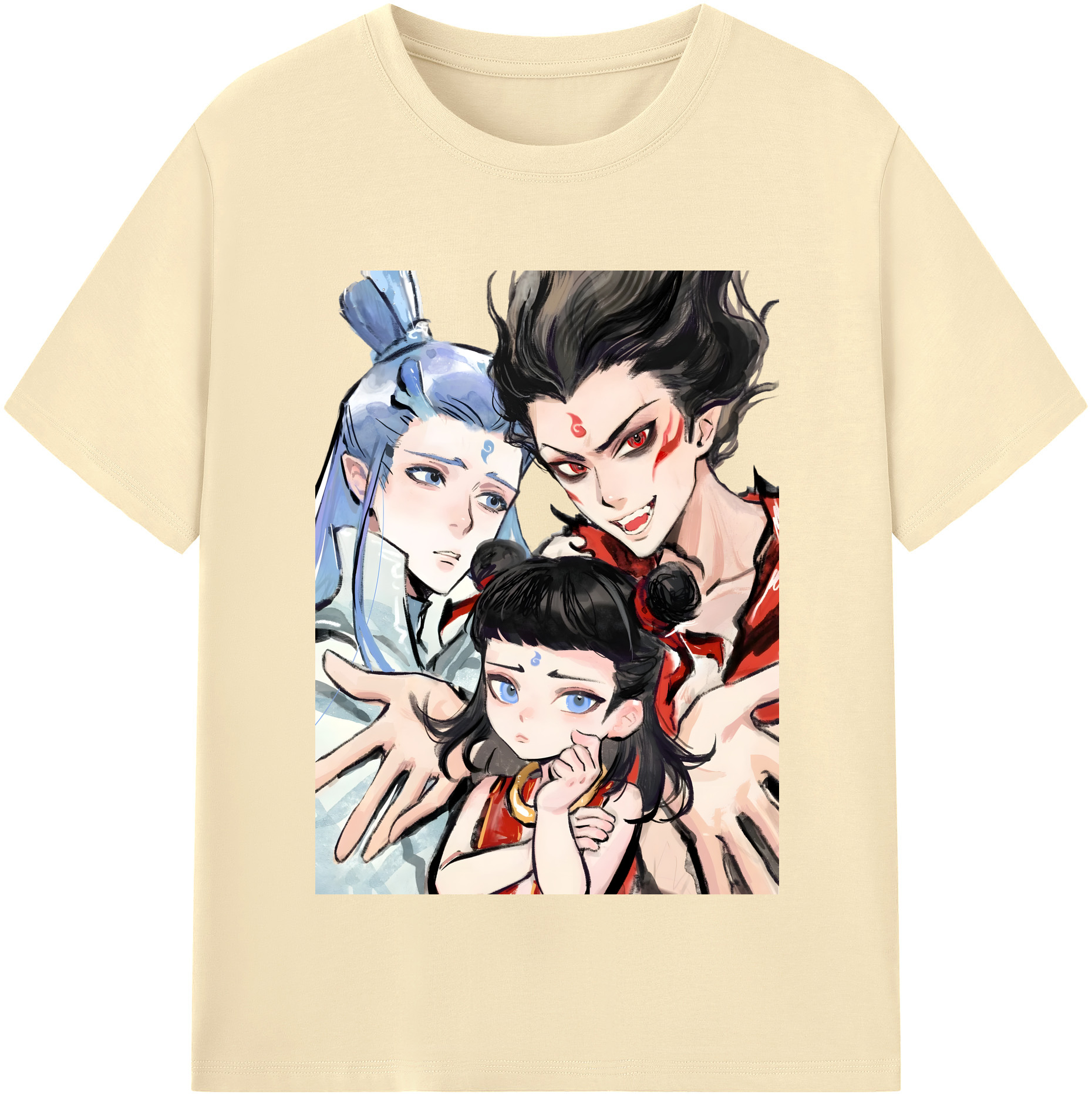 （画像用） Ne Zha 2 ナタ 魔童の大暴れ 綿100％半袖Tシャツ（フロントプリント）