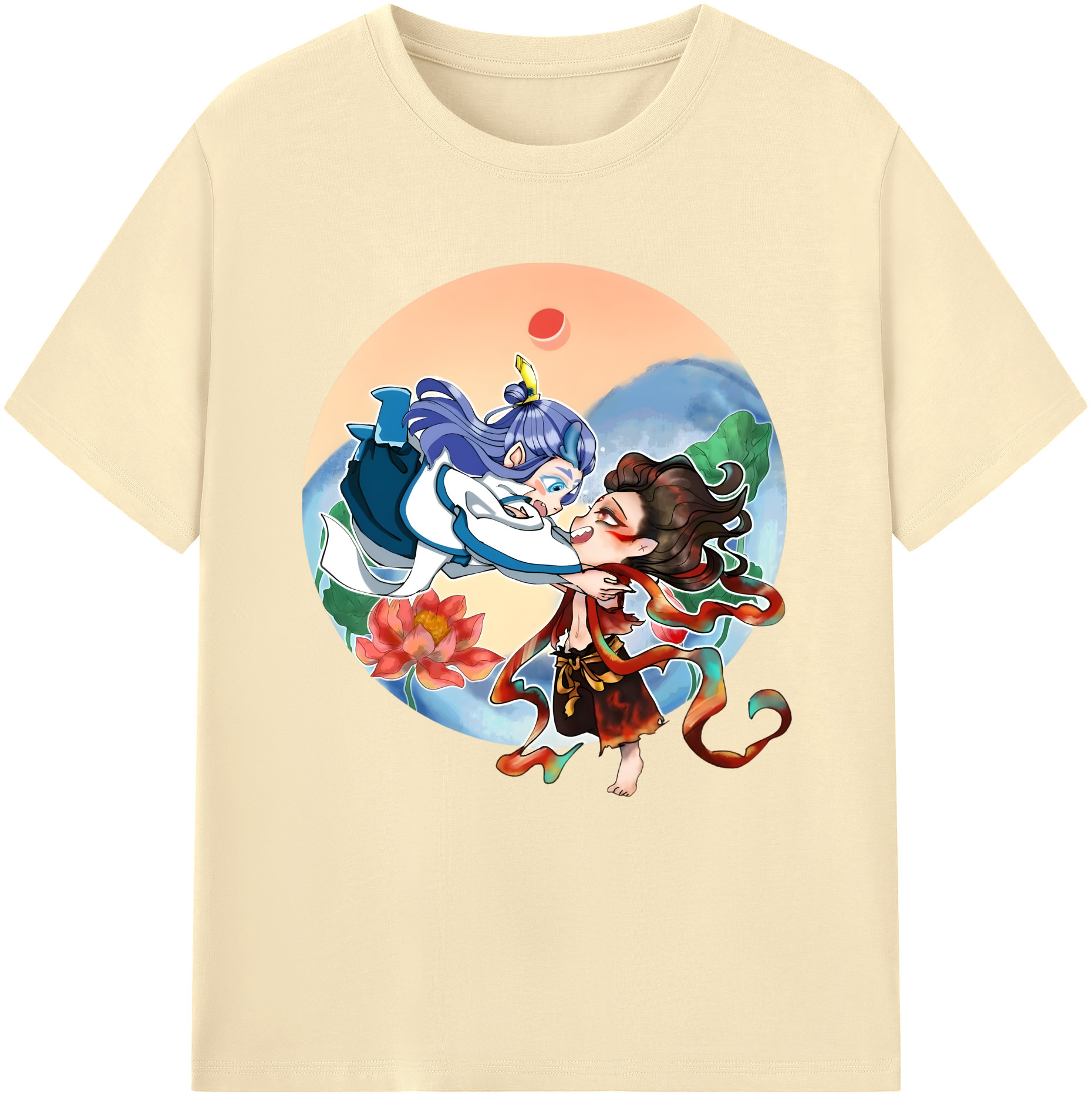 （画像用） Ne Zha 2 ナタ 魔童の大暴れ 綿100％半袖Tシャツ（フロントプリント）