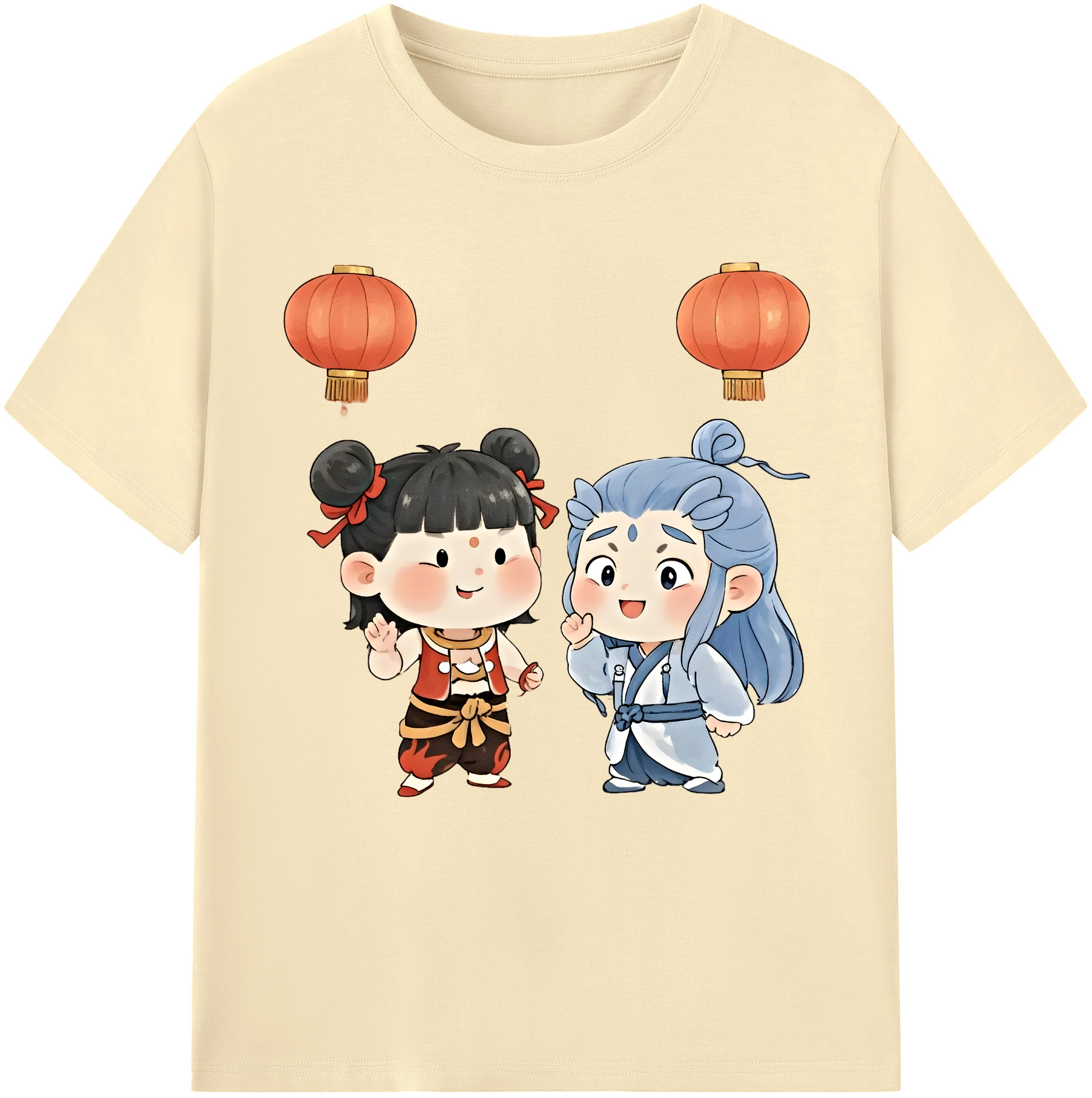 （画像用） Ne Zha 2 ナタ 魔童の大暴れ 綿100％半袖Tシャツ（フロントプリント）