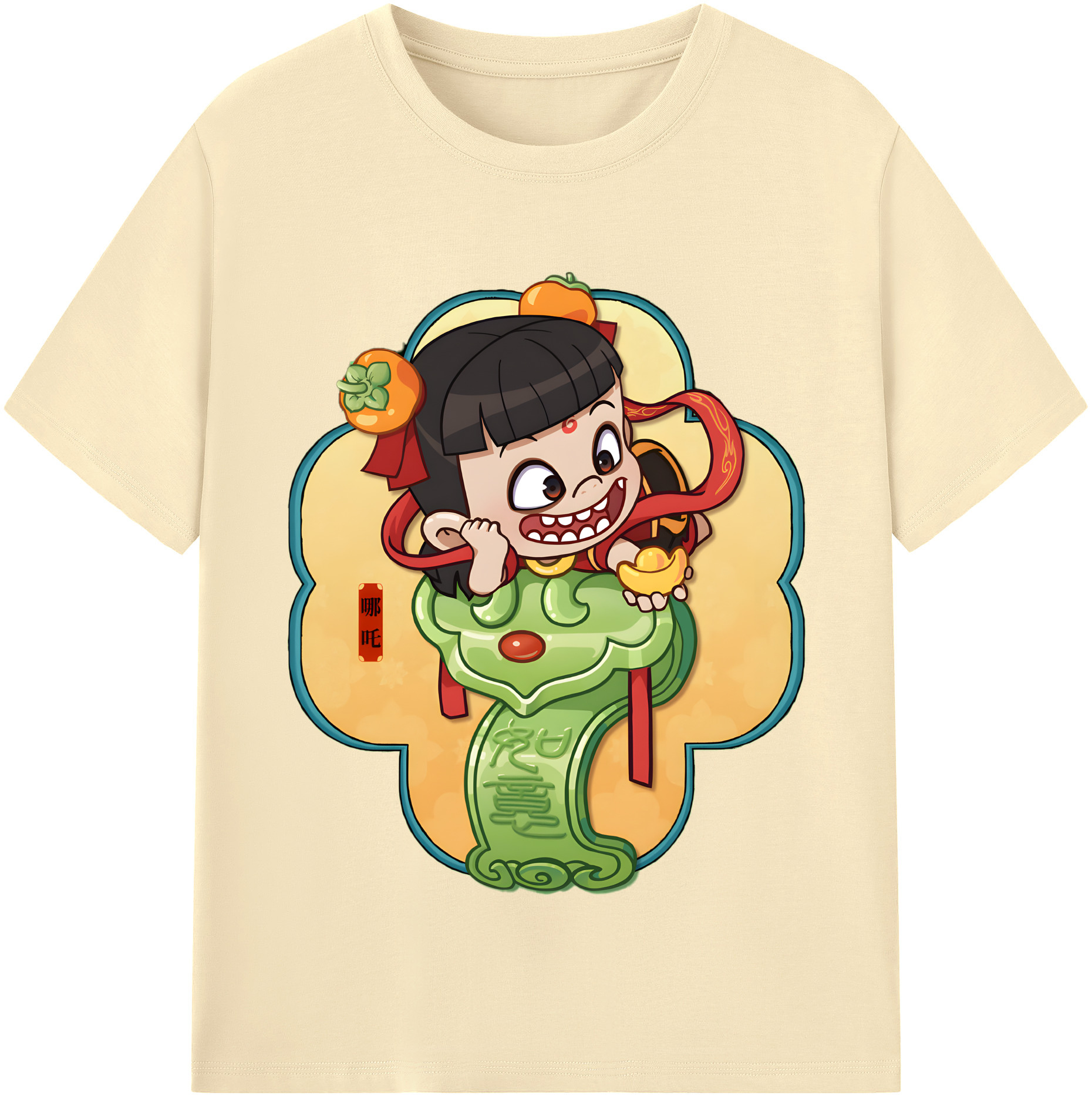 （画像用） Ne Zha 2 ナタ 魔童の大暴れ 綿100％半袖Tシャツ（フロントプリント）