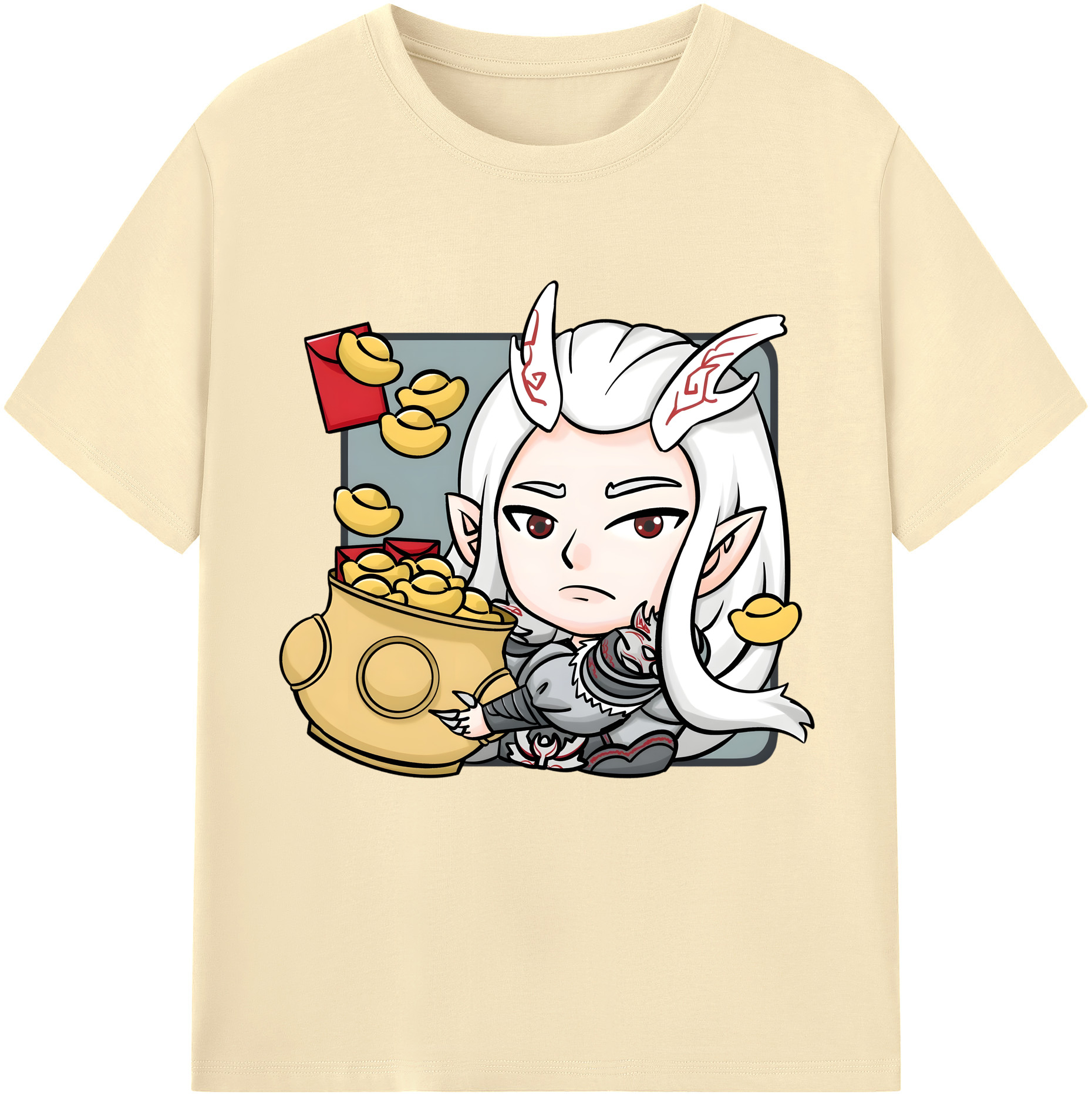（画像用） Ne Zha 2 ナタ 魔童の大暴れ 綿100％半袖Tシャツ（フロントプリント）