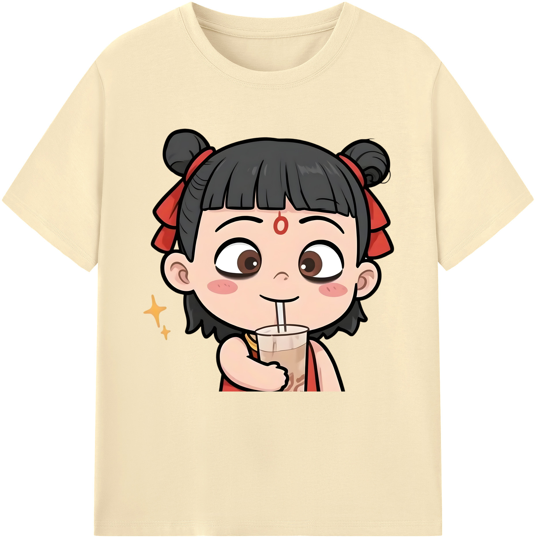 （画像用） Ne Zha 2 ナタ 魔童の大暴れ 綿100％半袖Tシャツ（フロントプリント）