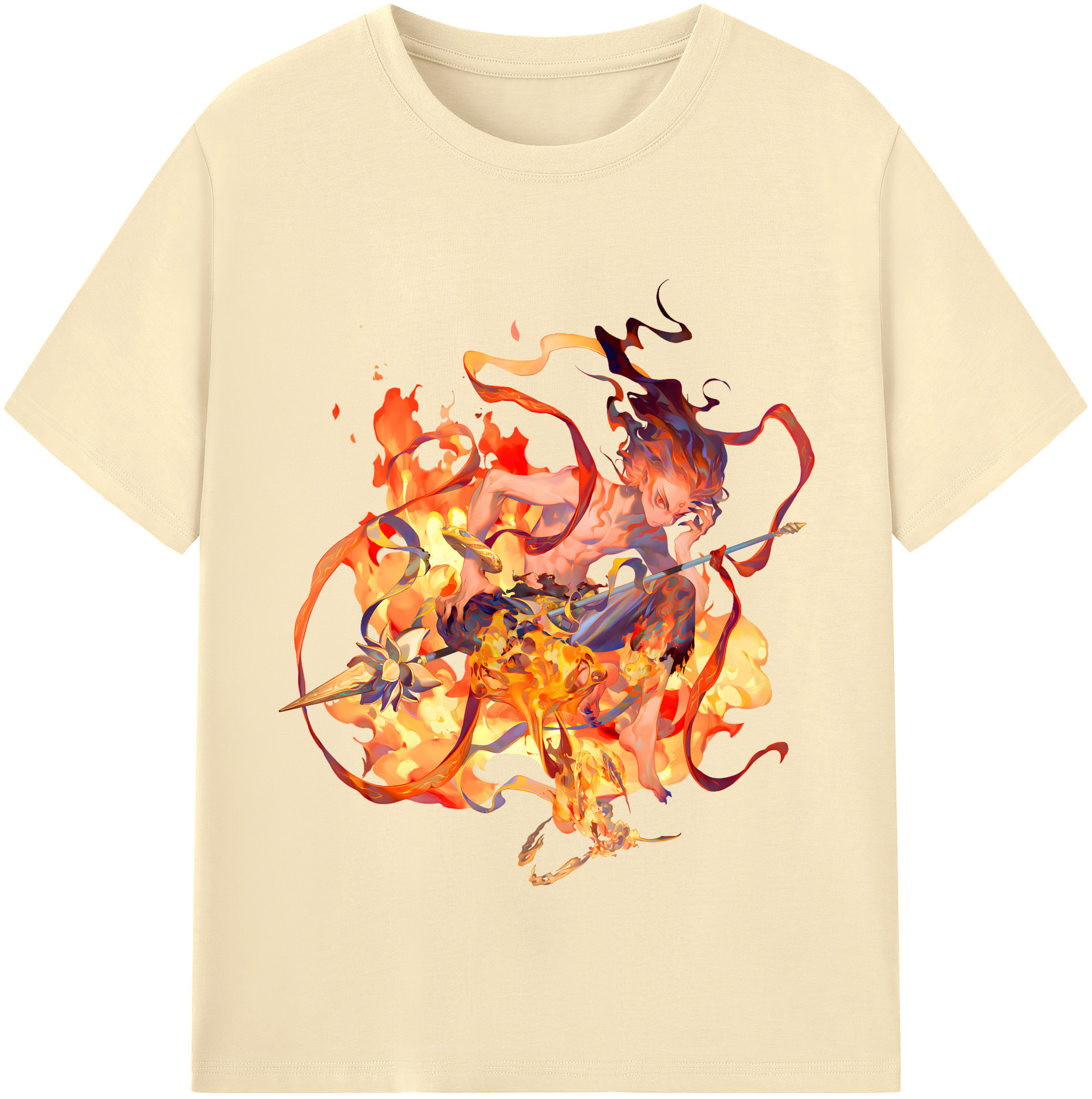 （画像用） Ne Zha 2 ナタ 魔童の大暴れ 綿100％半袖Tシャツ（フロントプリント）