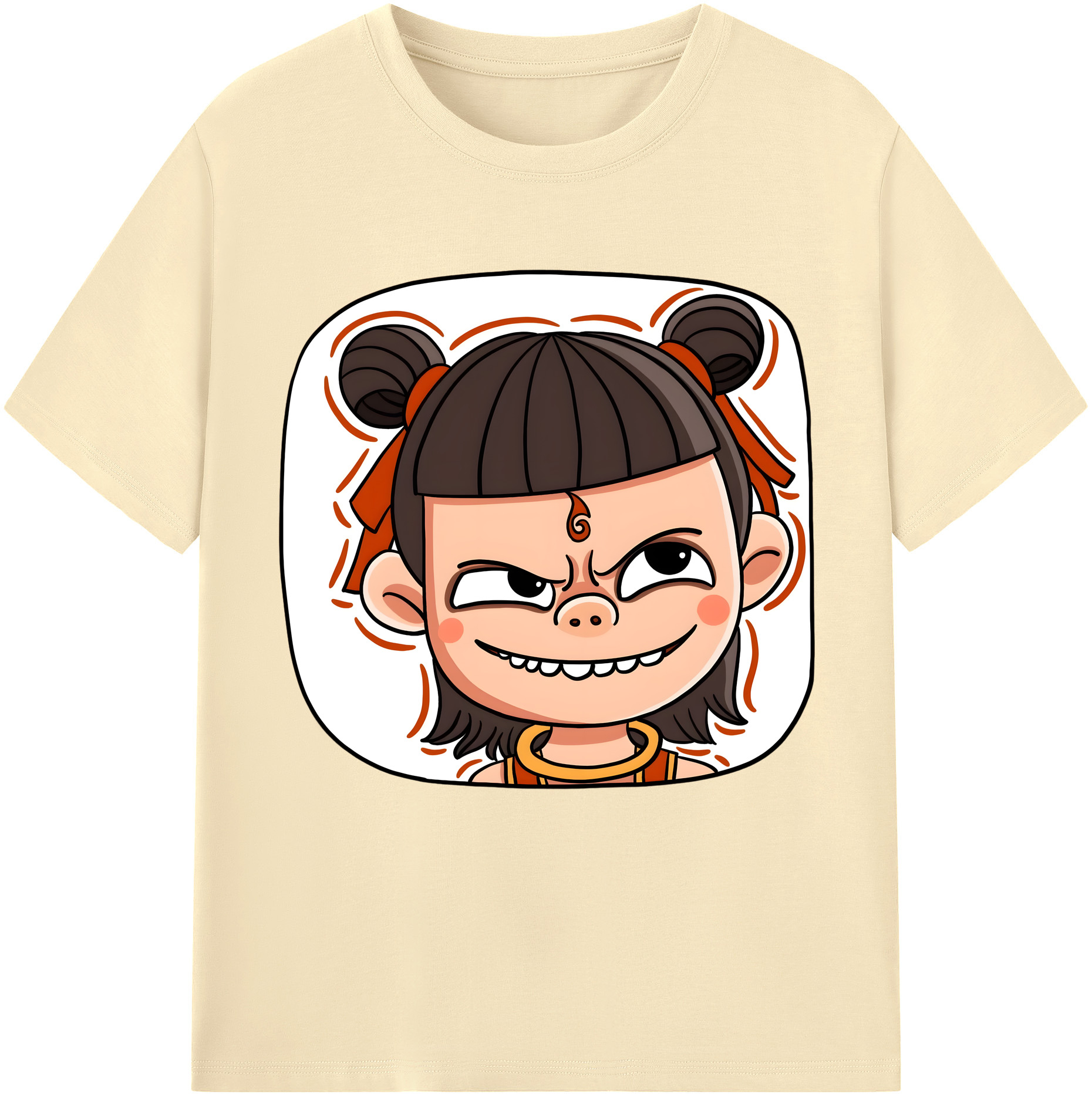 （画像用） Ne Zha 2 ナタ 魔童の大暴れ 綿100％半袖Tシャツ（フロントプリント）