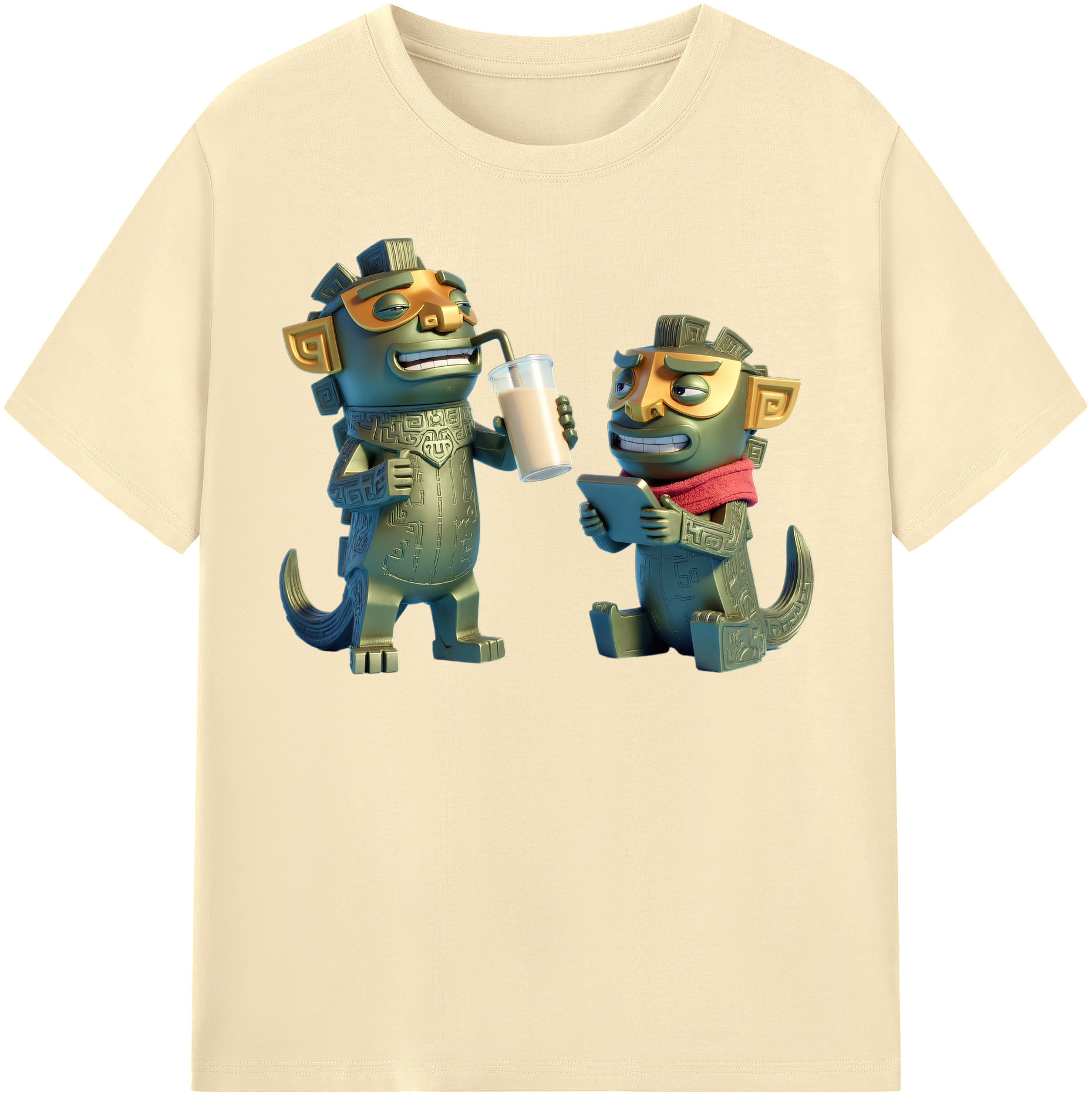 （画像用） Ne Zha 2 ナタ 魔童の大暴れ 綿100％半袖Tシャツ（フロントプリント）