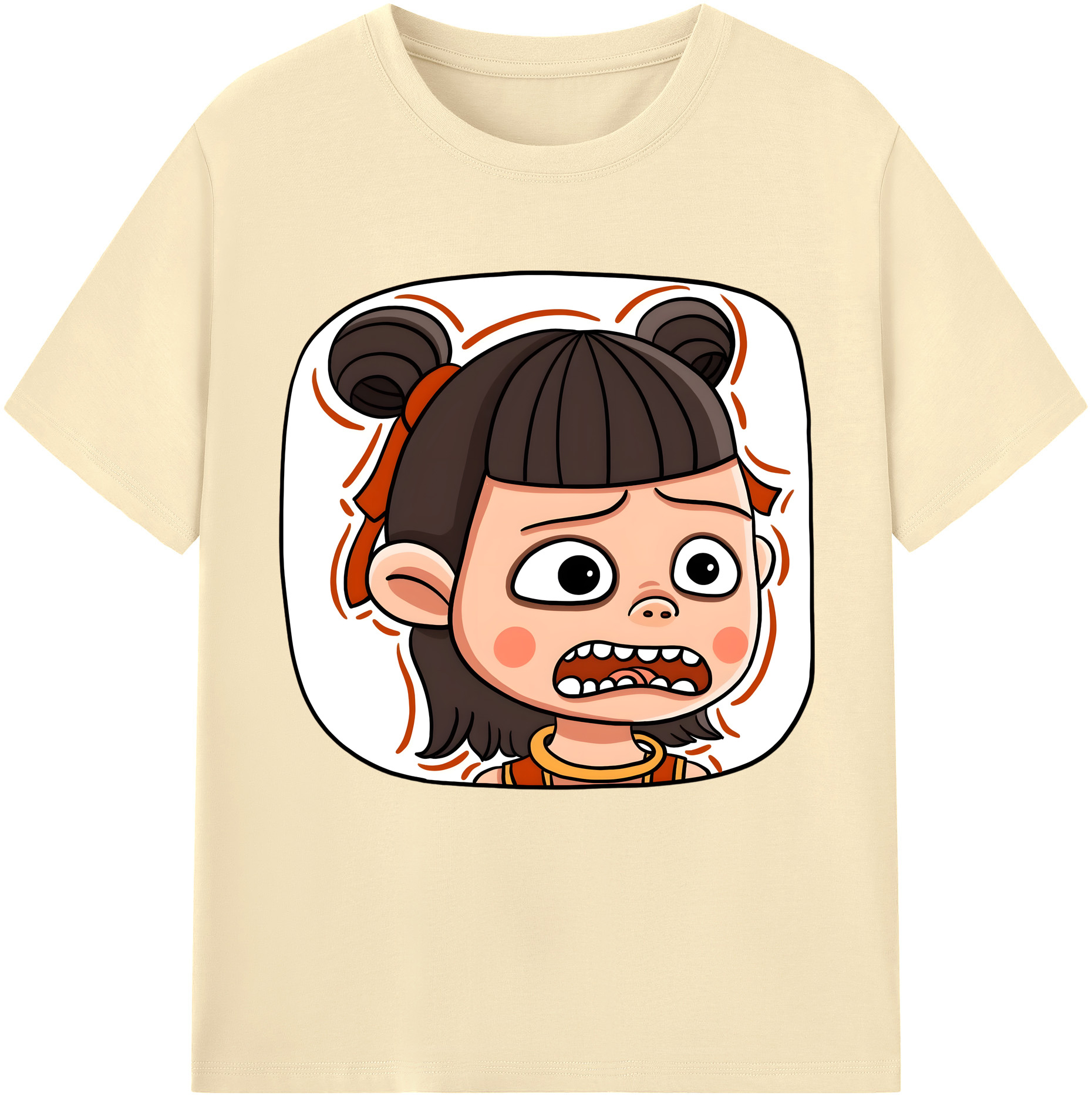（画像用） Ne Zha 2 ナタ 魔童の大暴れ 綿100％半袖Tシャツ（フロントプリント）