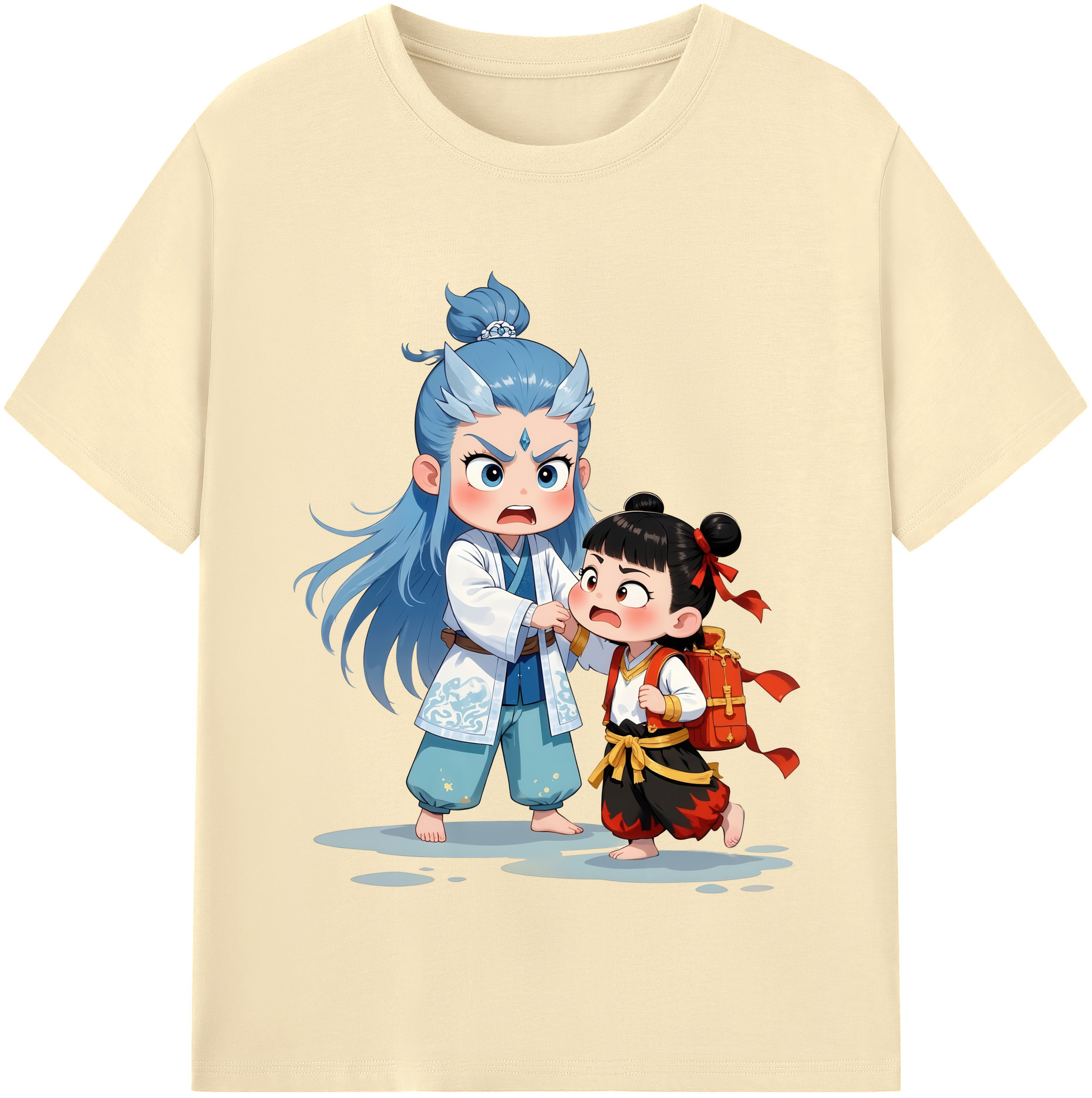 （画像用） Ne Zha 2 ナタ 魔童の大暴れ 綿100％半袖Tシャツ（フロントプリント）
