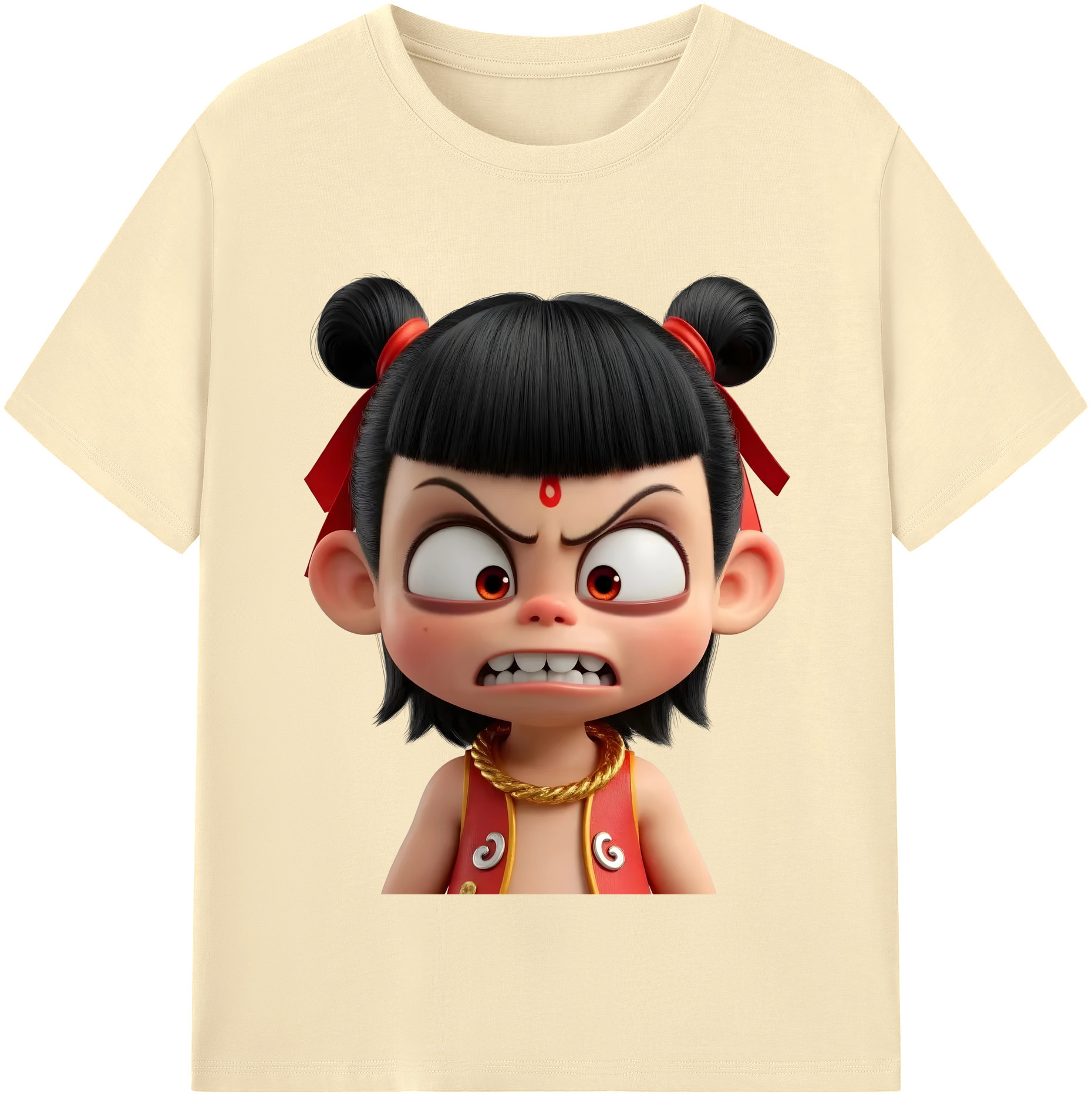 （画像用） Ne Zha 2 ナタ 魔童の大暴れ 綿100％半袖Tシャツ（フロントプリント）