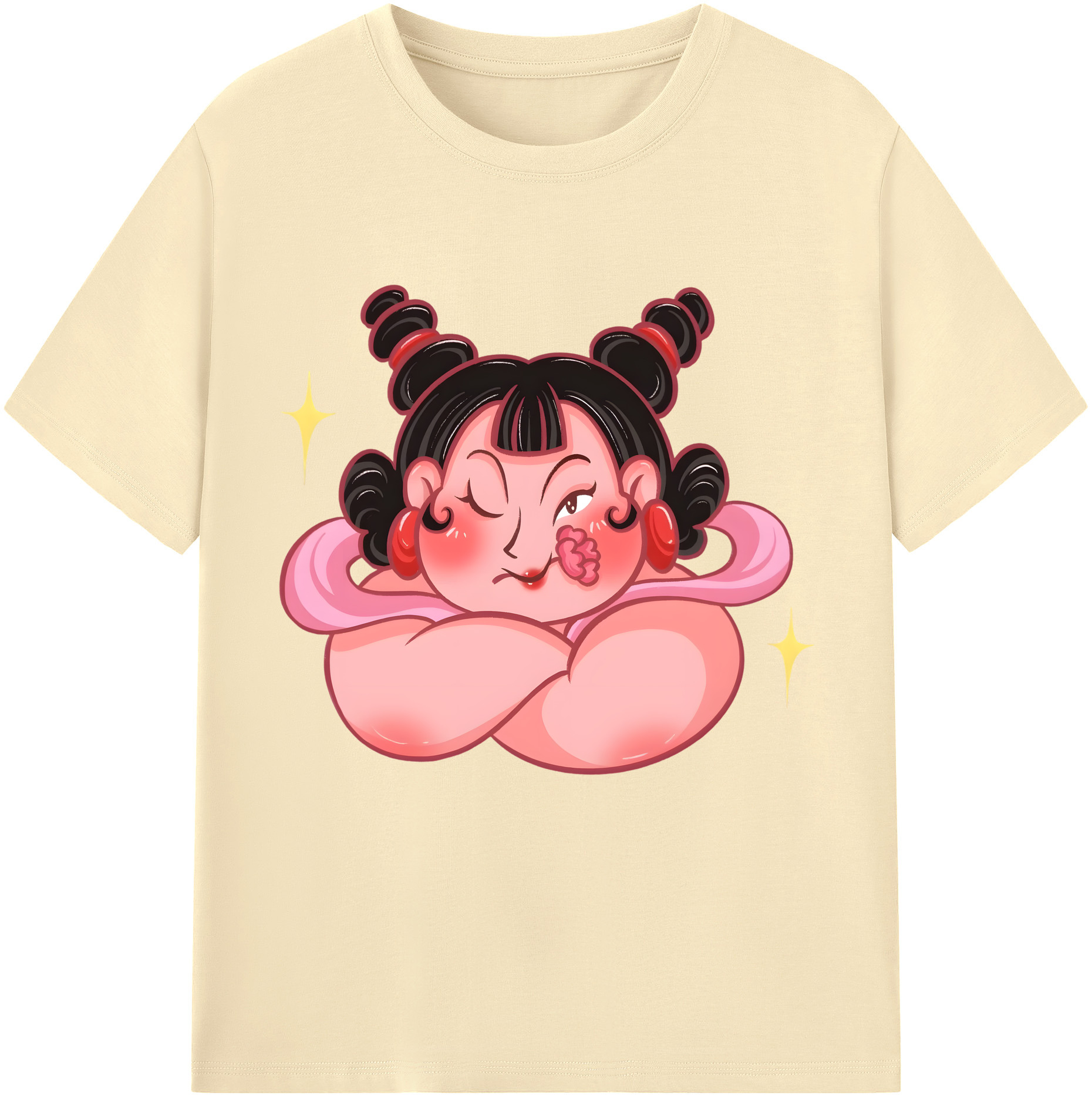 （画像用） Ne Zha 2 ナタ 魔童の大暴れ 綿100％半袖Tシャツ（フロントプリント）