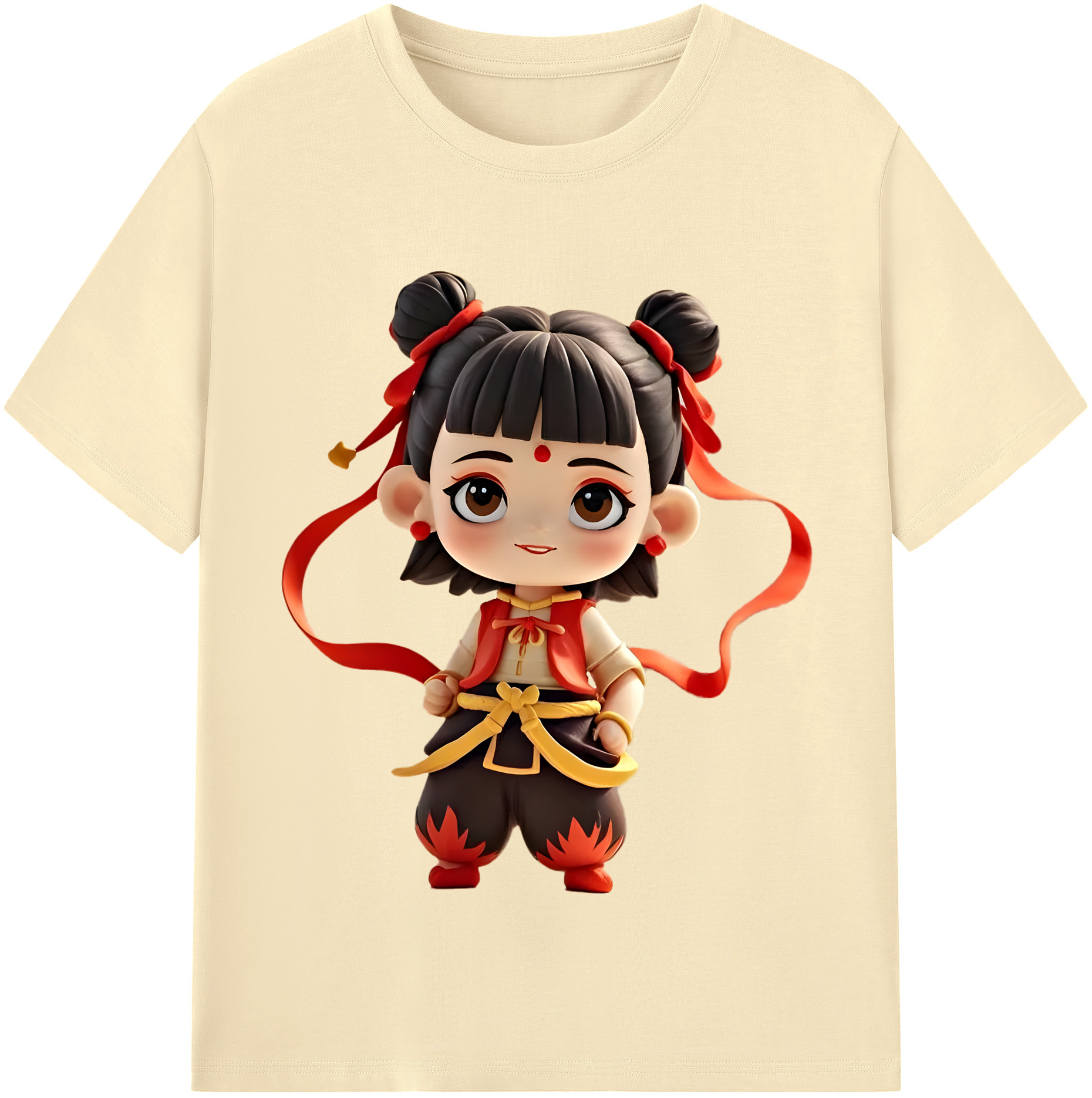 （画像用） Ne Zha 2 ナタ 魔童の大暴れ 綿100％半袖Tシャツ（フロントプリント）