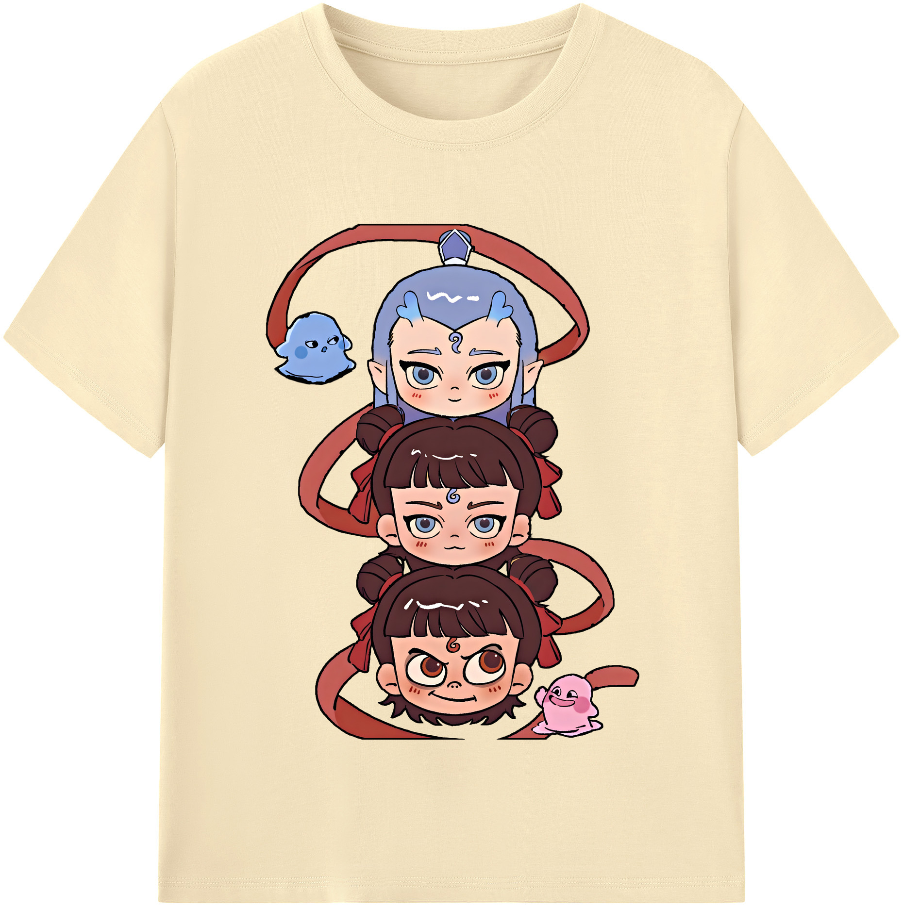 （画像用） Ne Zha 2 ナタ 魔童の大暴れ 綿100％半袖Tシャツ（フロントプリント）