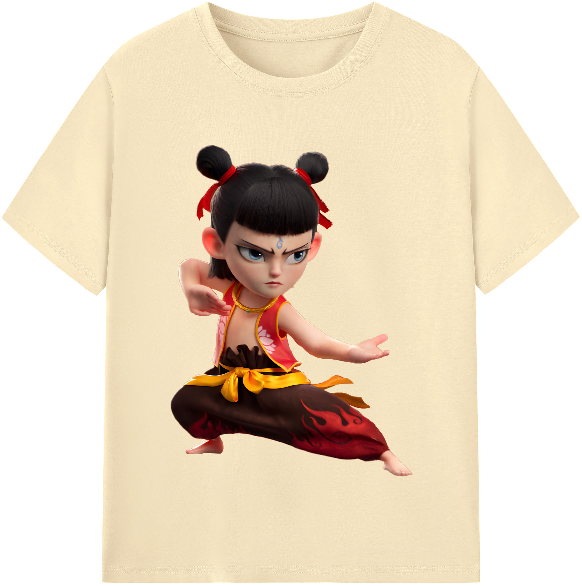 （画像用） Ne Zha 2 ナタ 魔童の大暴れ 綿100％半袖Tシャツ（フロントプリント）