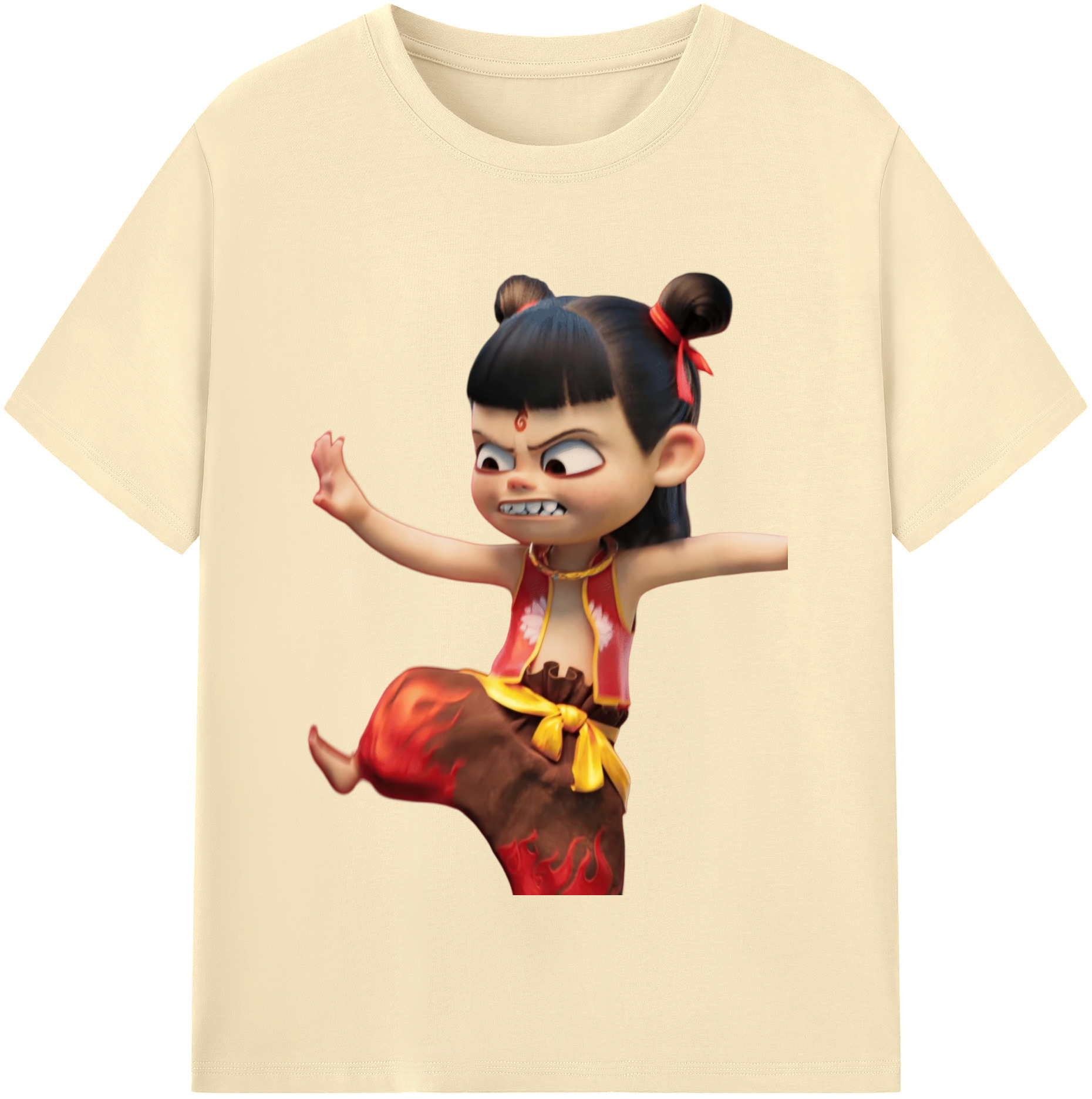 （画像用） Ne Zha 2 ナタ 魔童の大暴れ 綿100％半袖Tシャツ（フロントプリント）
