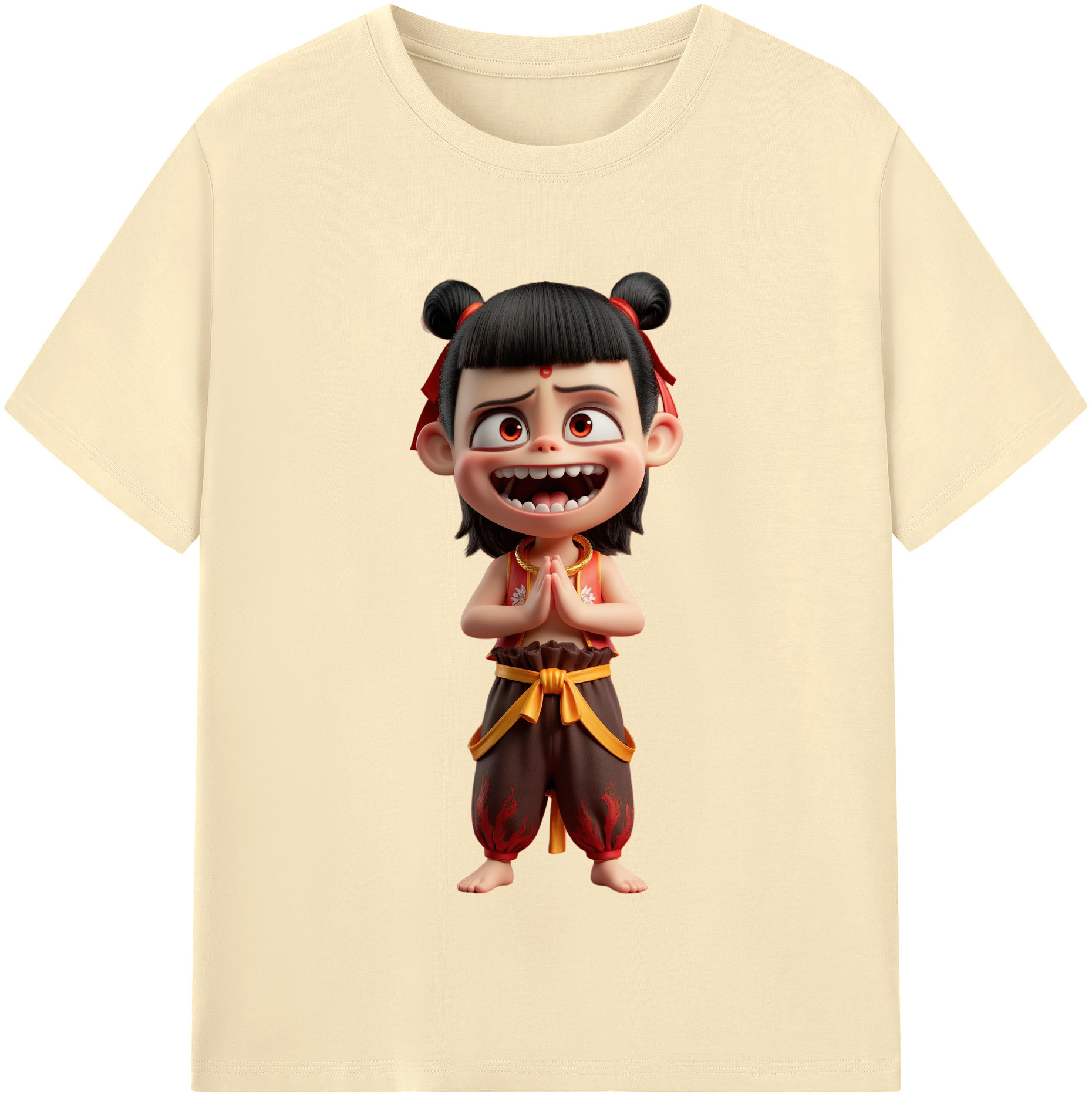 （画像用） Ne Zha 2 ナタ 魔童の大暴れ 綿100％半袖Tシャツ（フロントプリント）