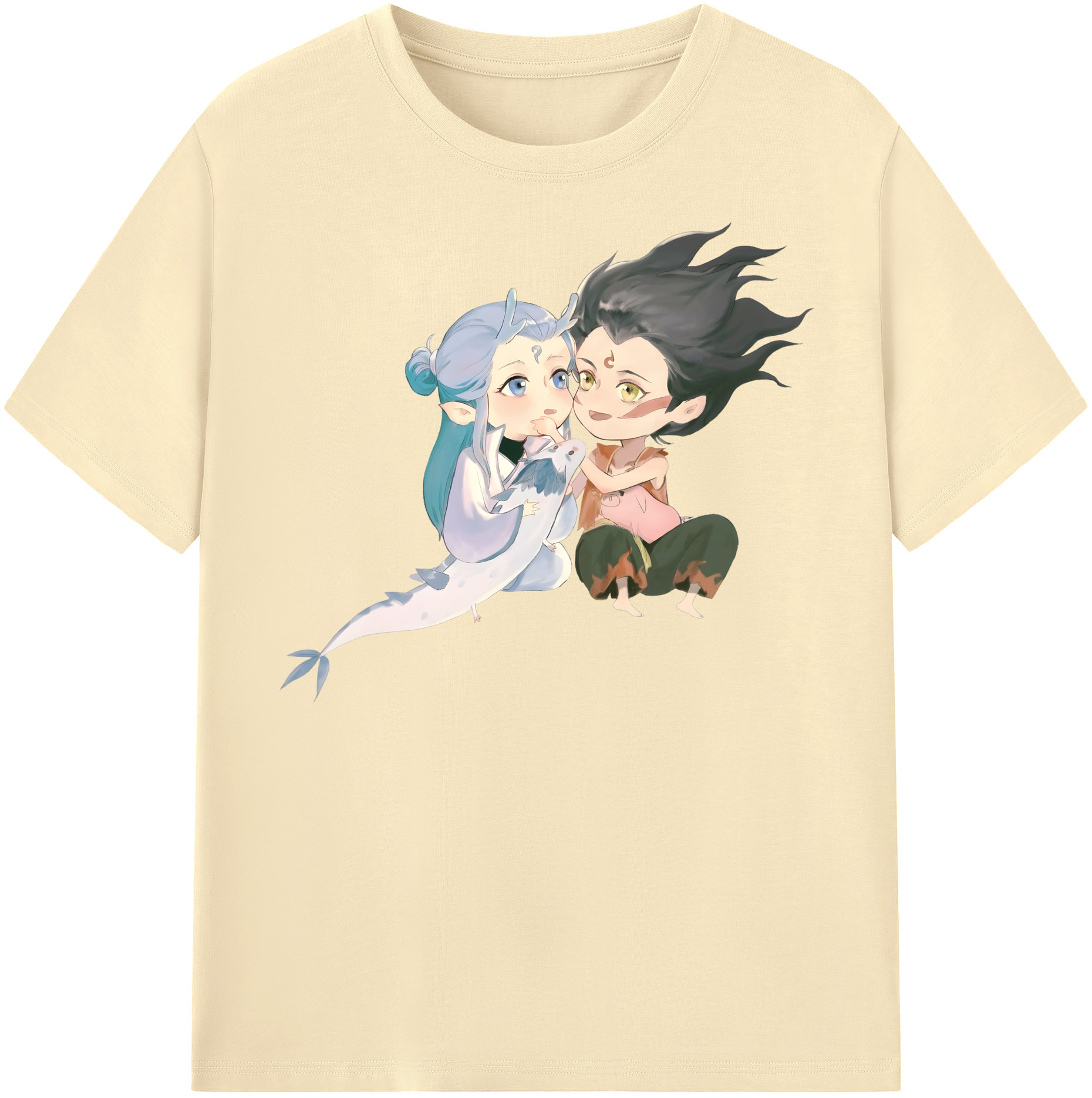 （画像用） Ne Zha 2 ナタ 魔童の大暴れ 綿100％半袖Tシャツ（フロントプリント）
