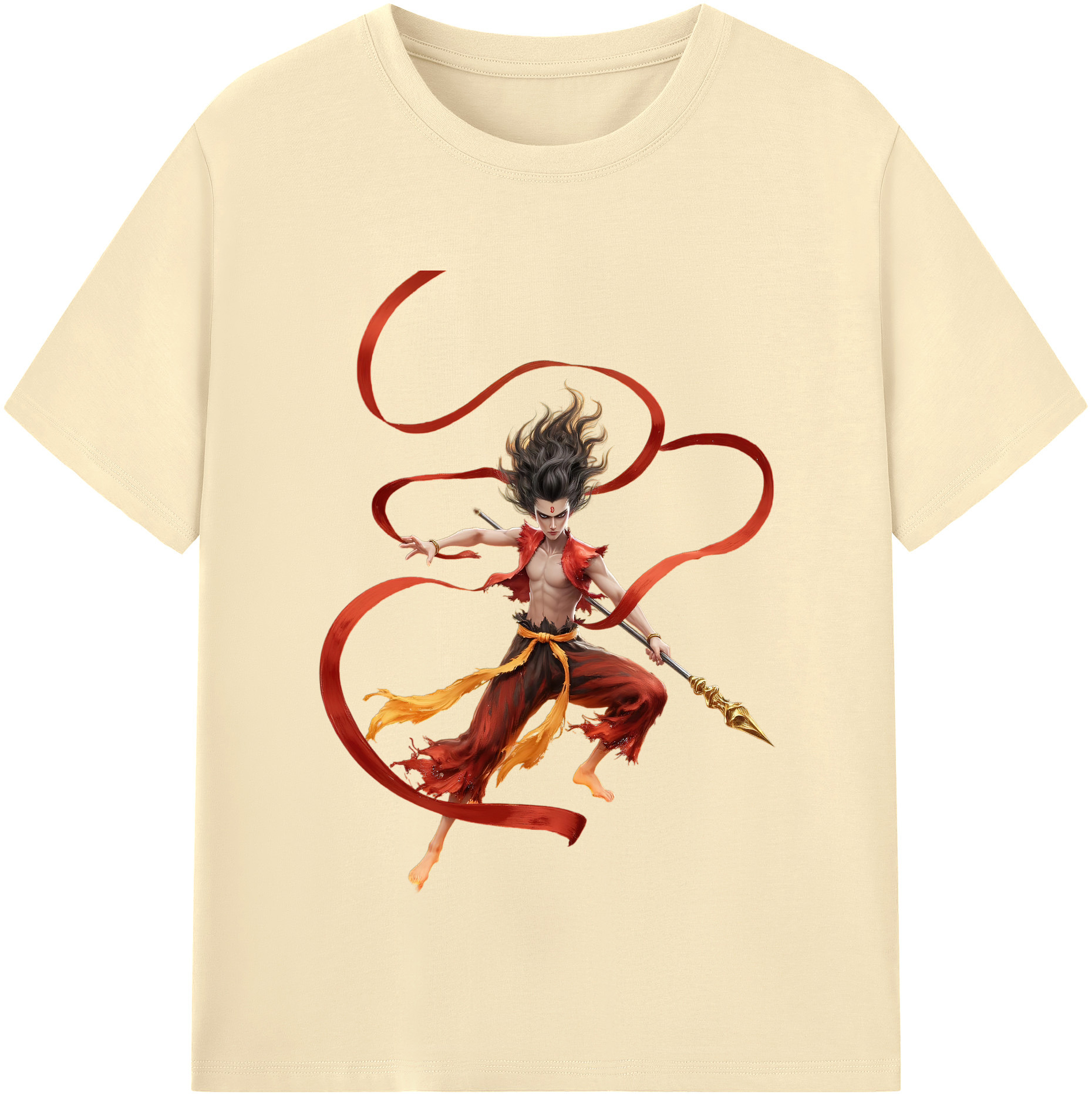 （画像用） Ne Zha 2 ナタ 魔童の大暴れ 綿100％半袖Tシャツ（フロントプリント）