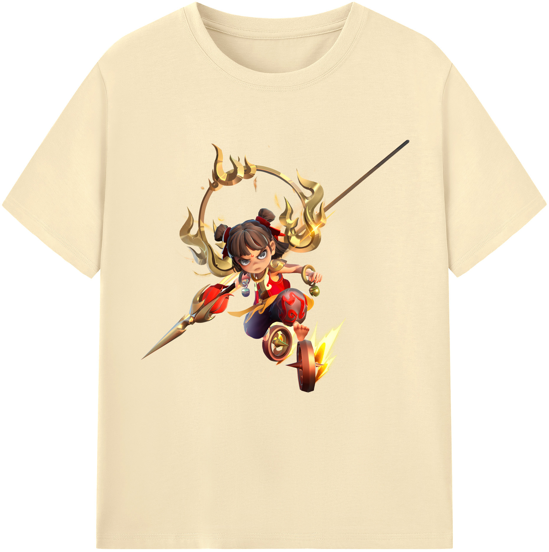 （画像用） Ne Zha 2 ナタ 魔童の大暴れ 綿100％半袖Tシャツ（フロントプリント）