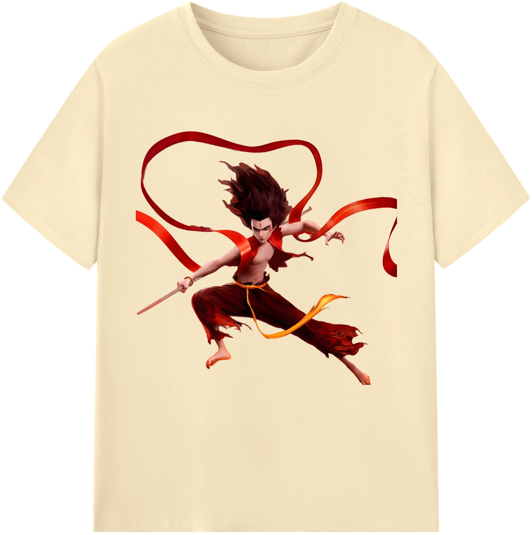 （画像用） Ne Zha 2 ナタ 魔童の大暴れ 綿100％半袖Tシャツ（フロントプリント）
