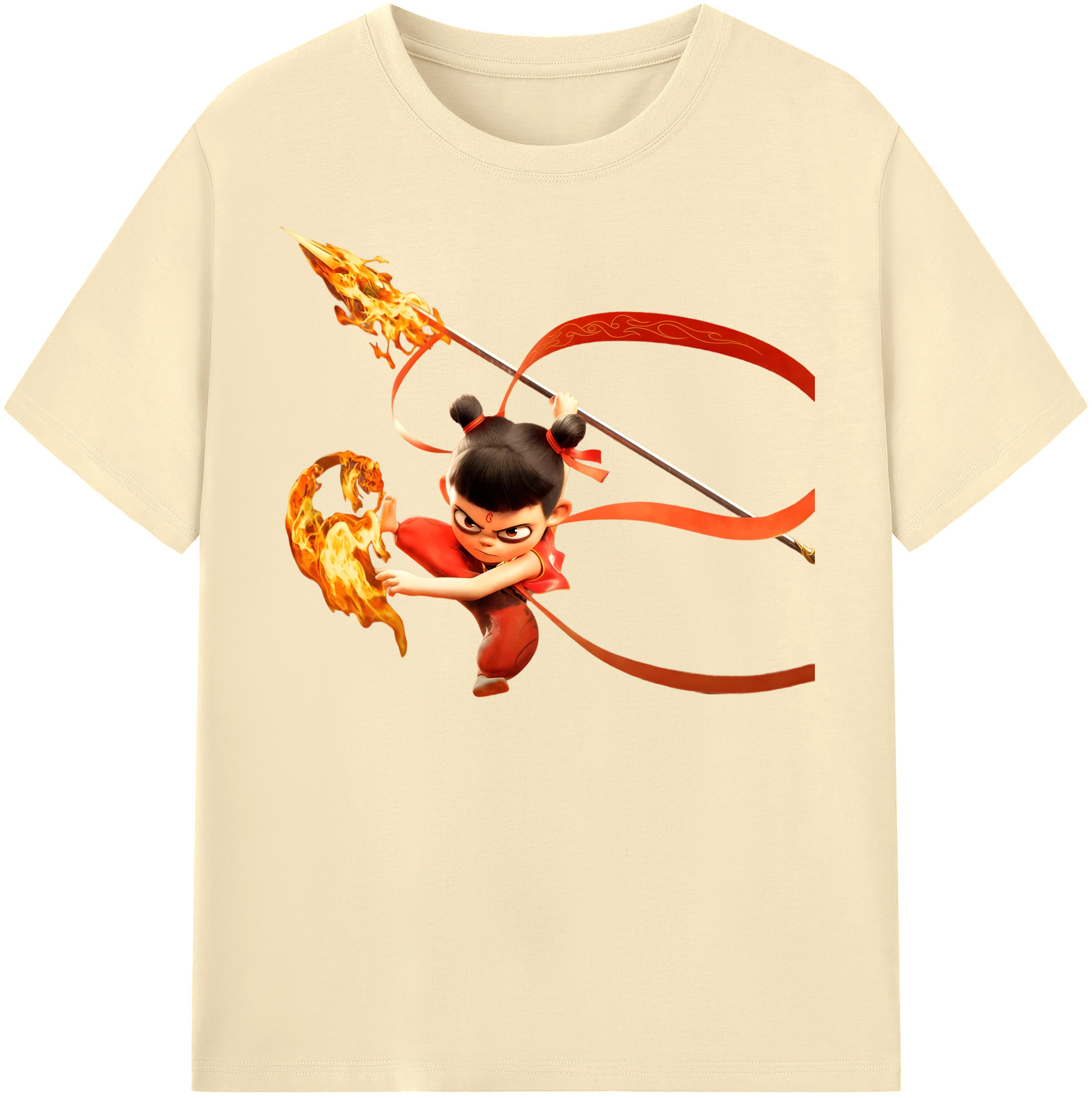 （画像用） Ne Zha 2 ナタ 魔童の大暴れ 綿100％半袖Tシャツ（フロントプリント）
