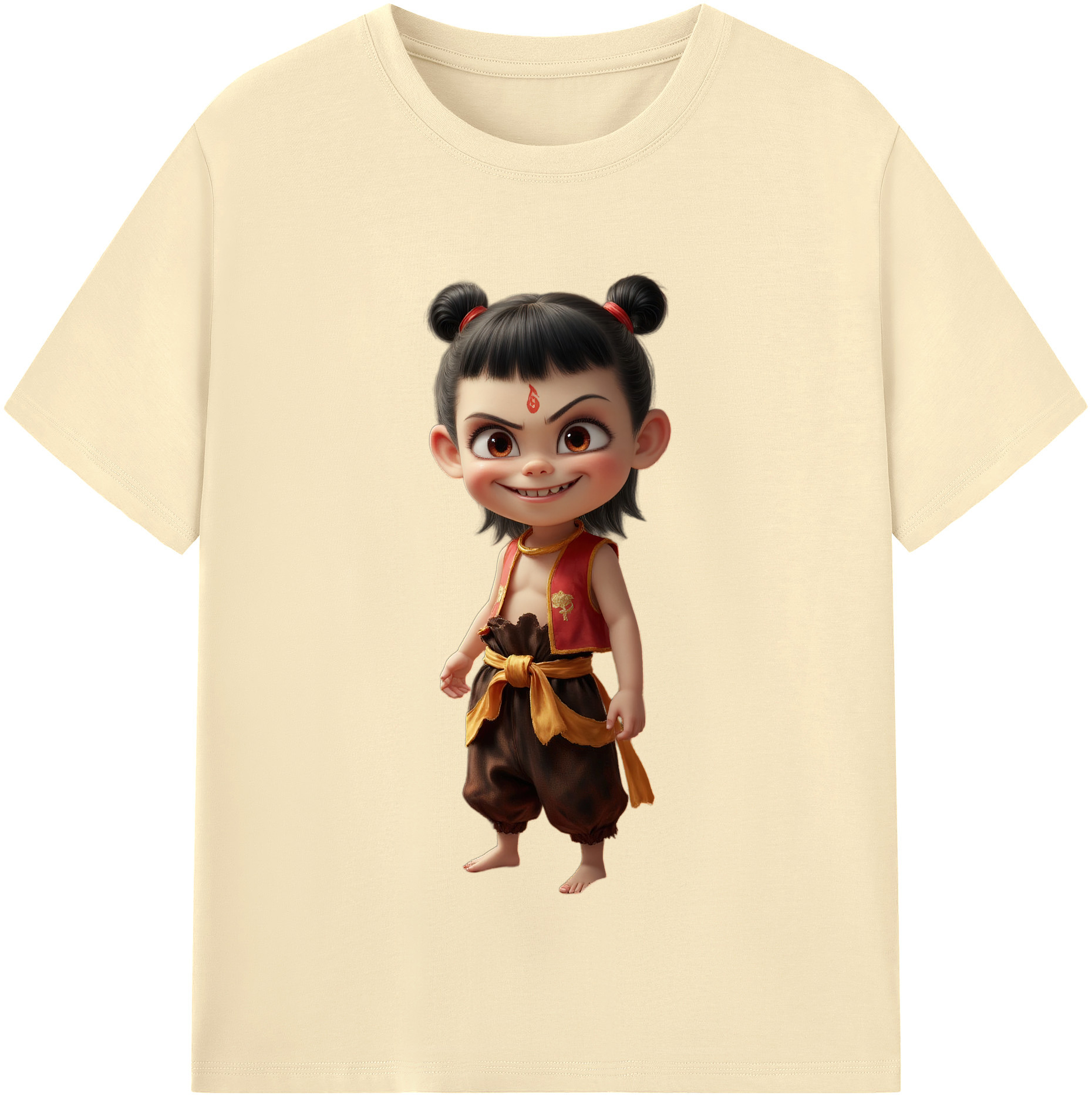 （画像用） Ne Zha 2 ナタ 魔童の大暴れ 綿100％半袖Tシャツ（フロントプリント）