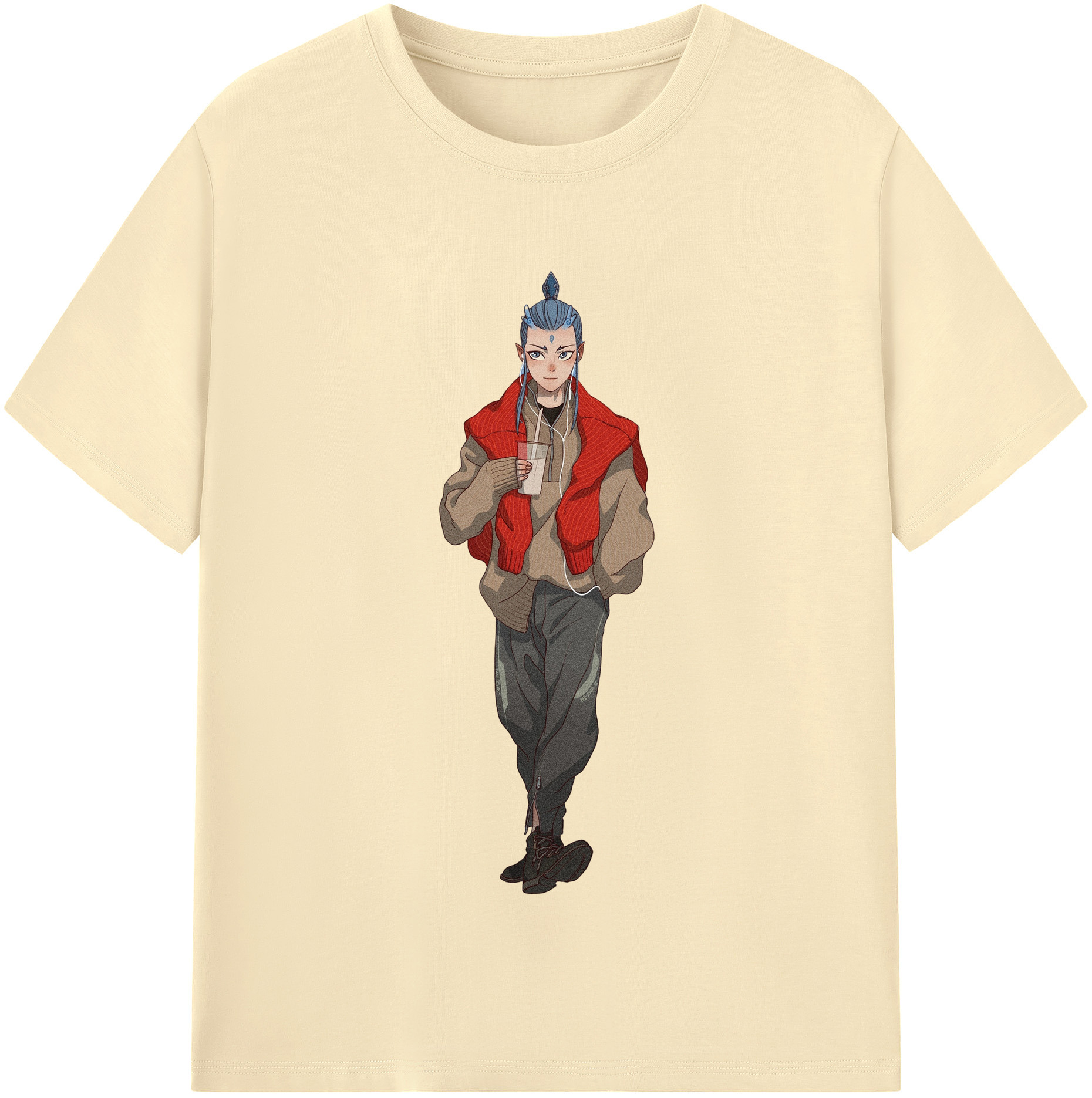 （画像用） Ne Zha 2 ナタ 魔童の大暴れ 綿100％半袖Tシャツ（フロントプリント）