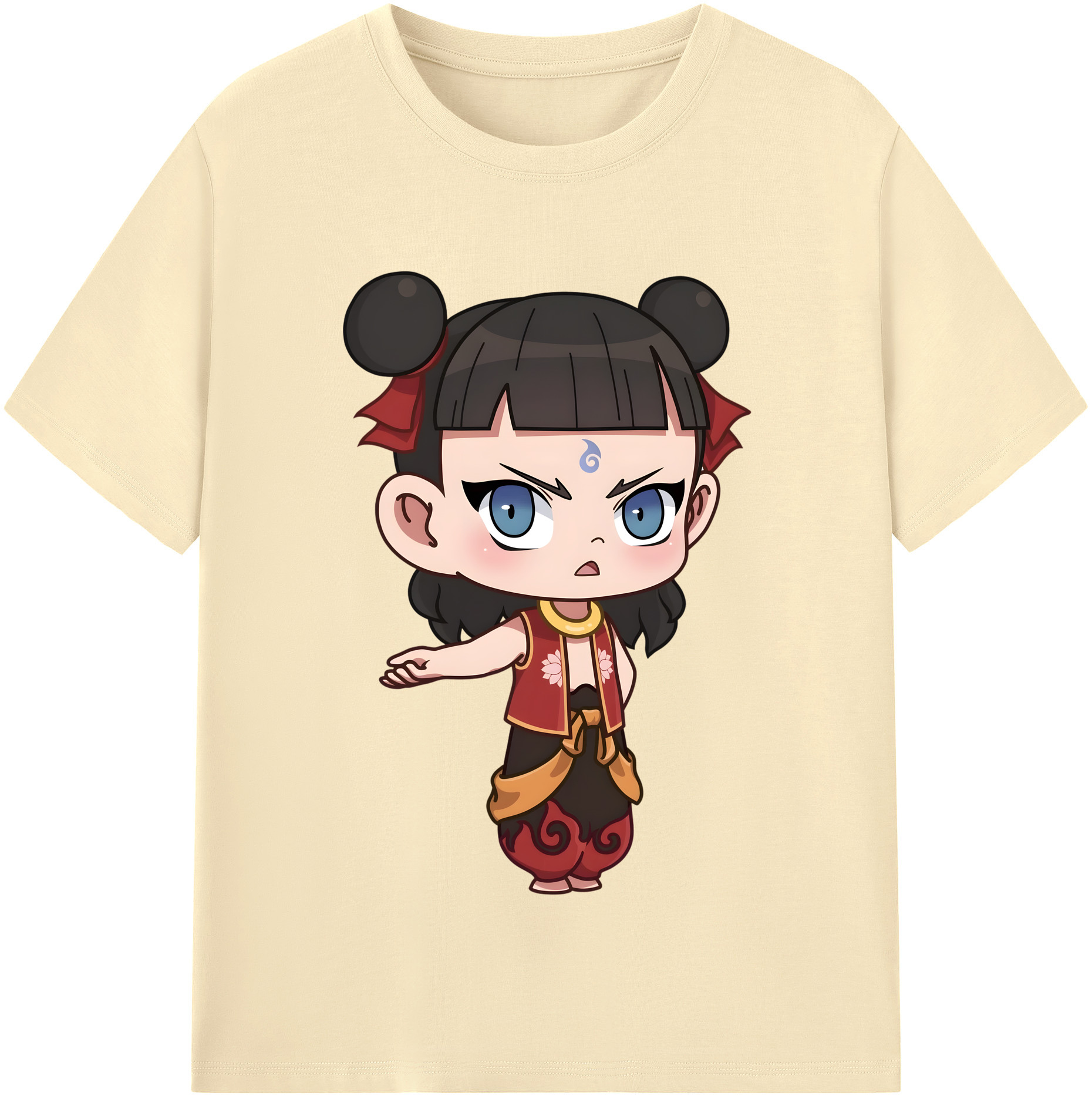 （画像用） Ne Zha 2 ナタ 魔童の大暴れ 綿100％半袖Tシャツ（フロントプリント）