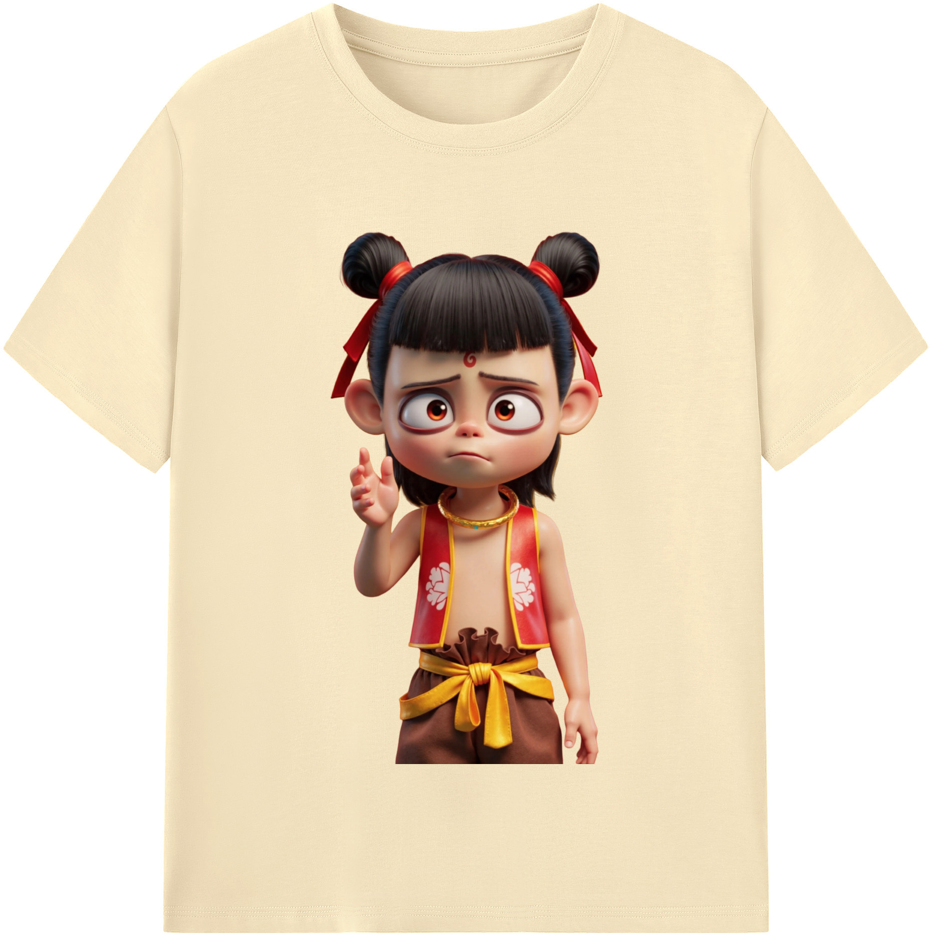 （画像用） Ne Zha 2 ナタ 魔童の大暴れ 綿100％半袖Tシャツ（フロントプリント）