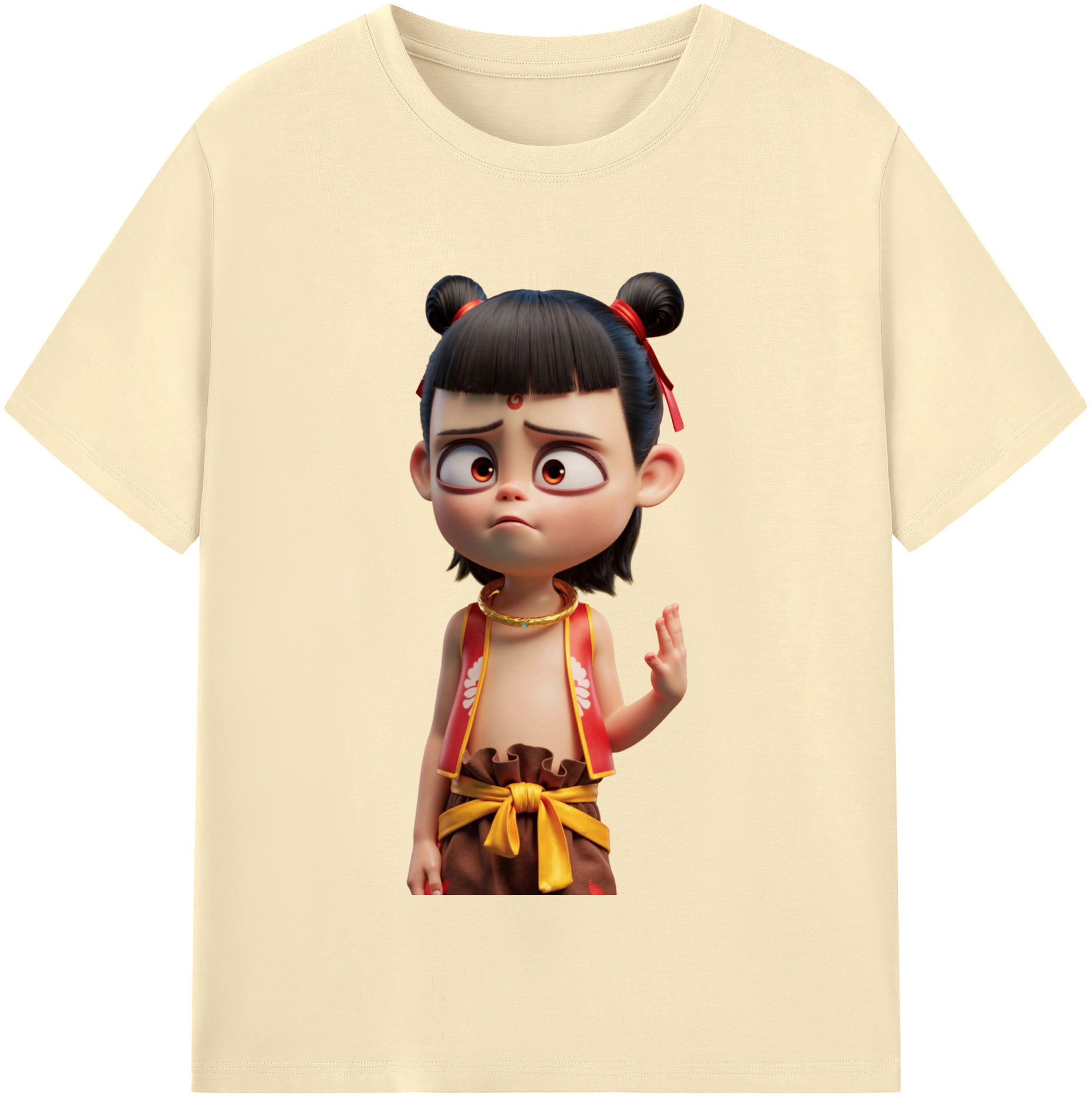 （画像用） Ne Zha 2 ナタ 魔童の大暴れ 綿100％半袖Tシャツ（フロントプリント）