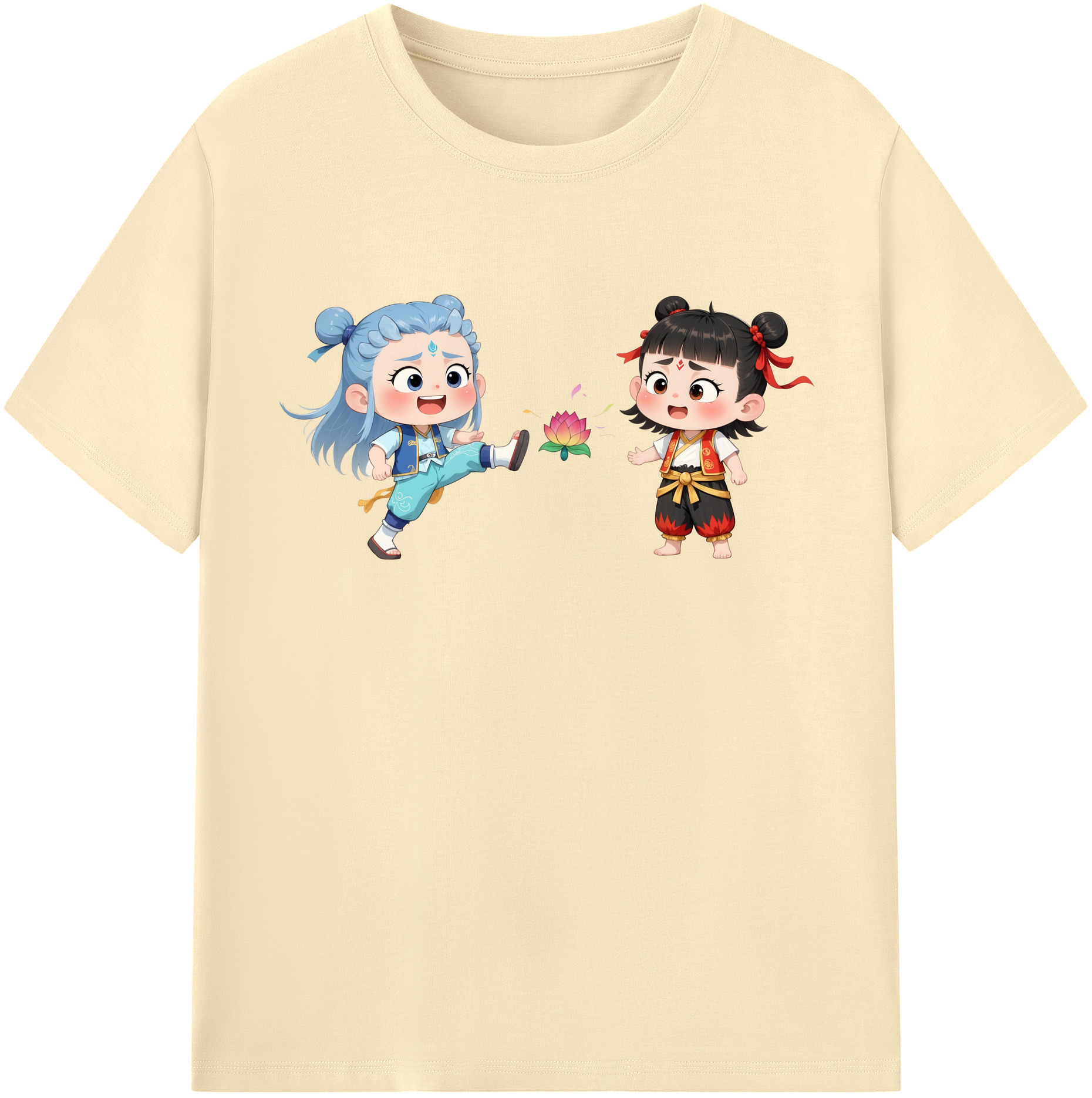 （画像用） Ne Zha 2 ナタ 魔童の大暴れ 綿100％半袖Tシャツ（フロントプリント）
