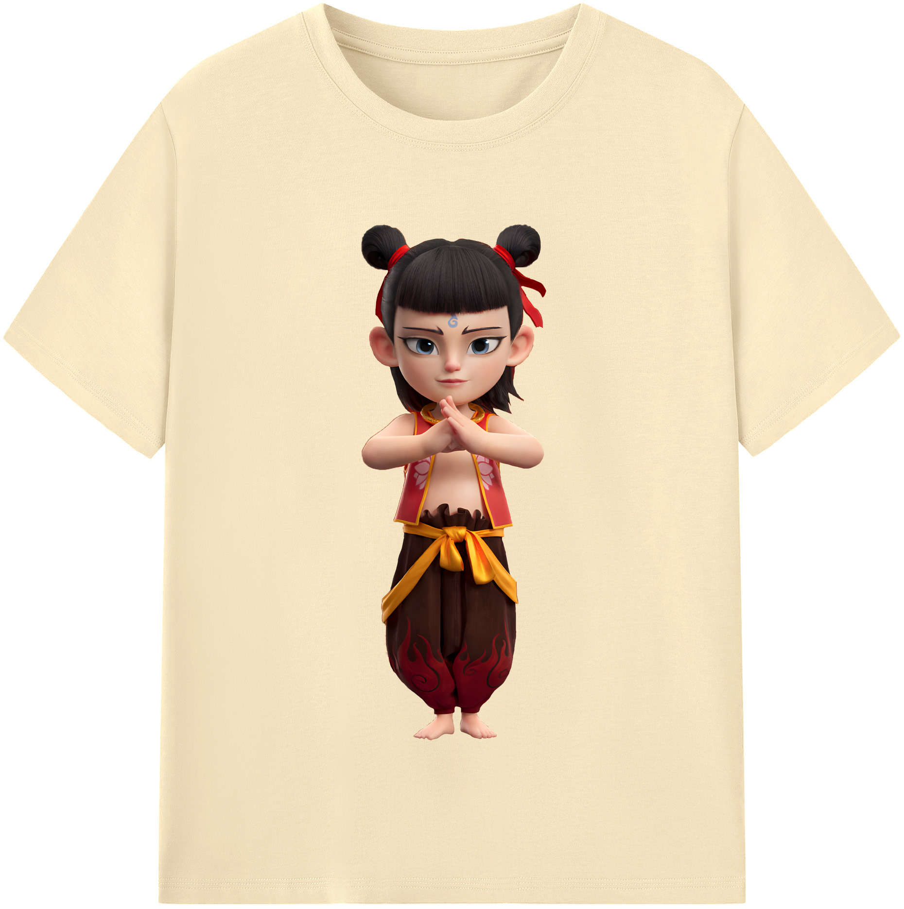 （画像用） Ne Zha 2 ナタ 魔童の大暴れ 綿100％半袖Tシャツ（フロントプリント）