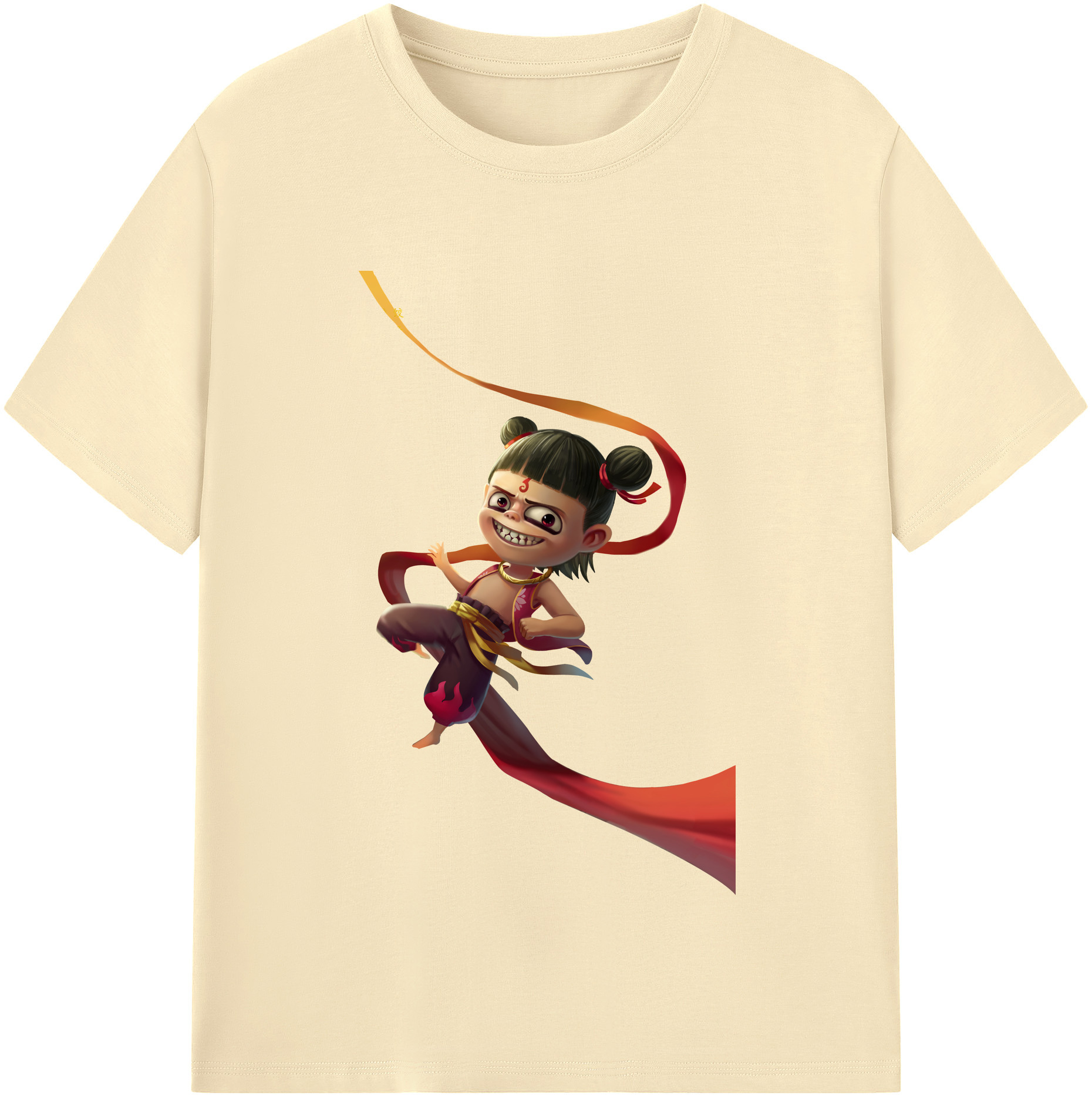 （画像用） Ne Zha 2 ナタ 魔童の大暴れ 綿100％半袖Tシャツ（フロントプリント）
