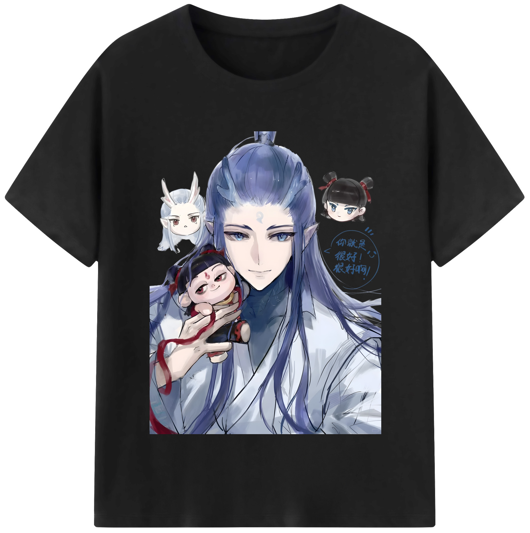 （画像用） Ne Zha 2 ナタ 魔童の大暴れ 綿100％半袖Tシャツ（フロントプリント）